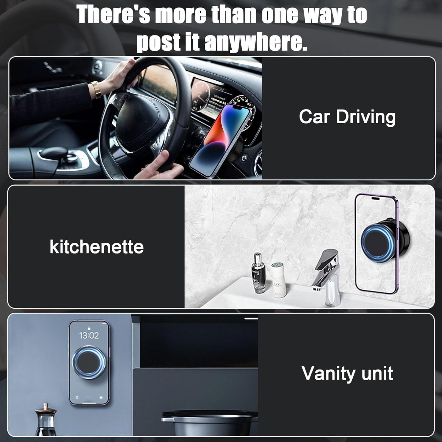 Car Phone Holder for Magsafe - 78 lbs Strongest Suction Cup, 2400gf Magnetic Car Mount, 360° Adjustable for iPhone 16/15/14/13/12 Pro Max Plus, Carbon Fiber Design(Black)