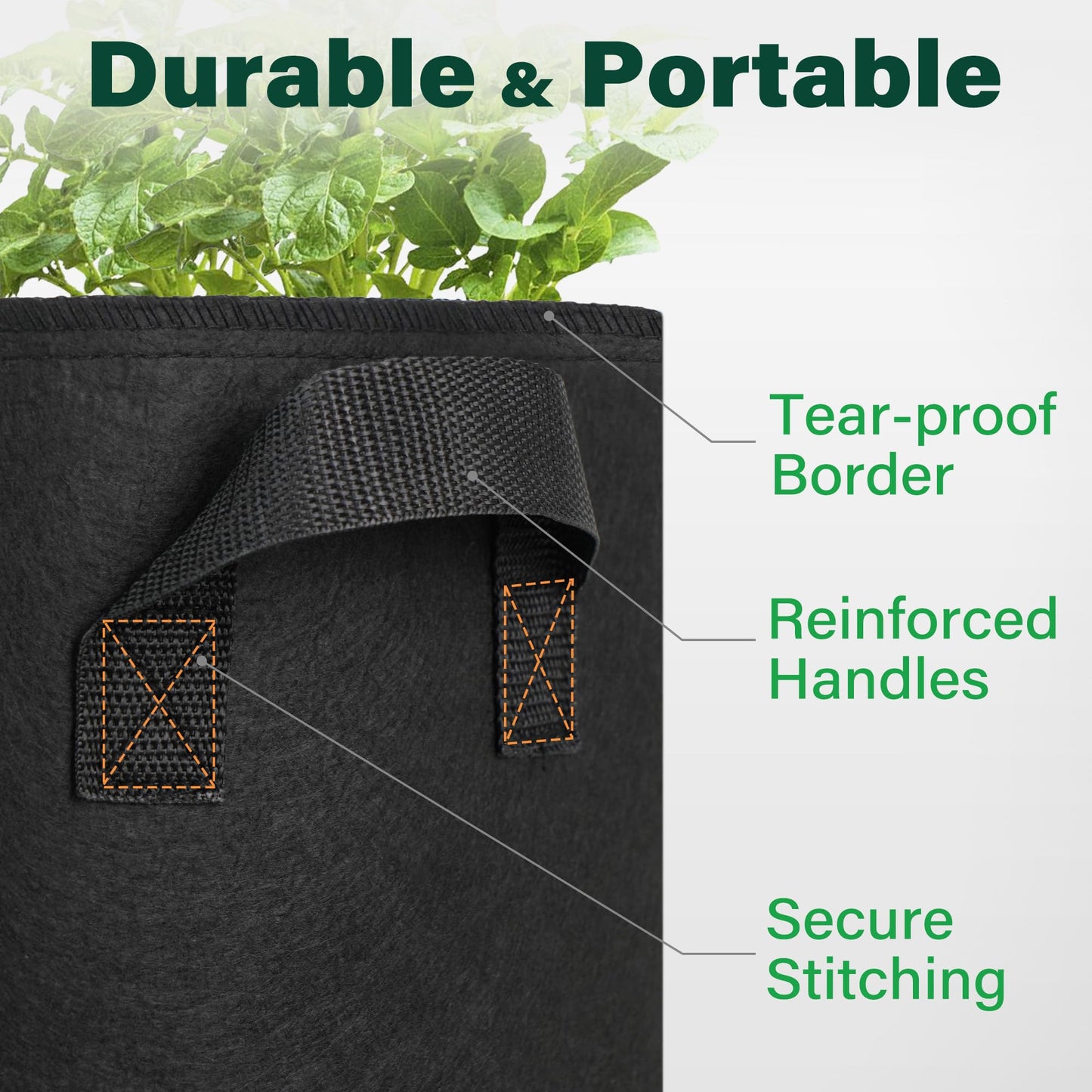 5-Pack 10 Gallon Breathable Grow Bags,Heavy-Duty Fabric Pots for Healthier Roots & Outdoor/Indoor Gardening