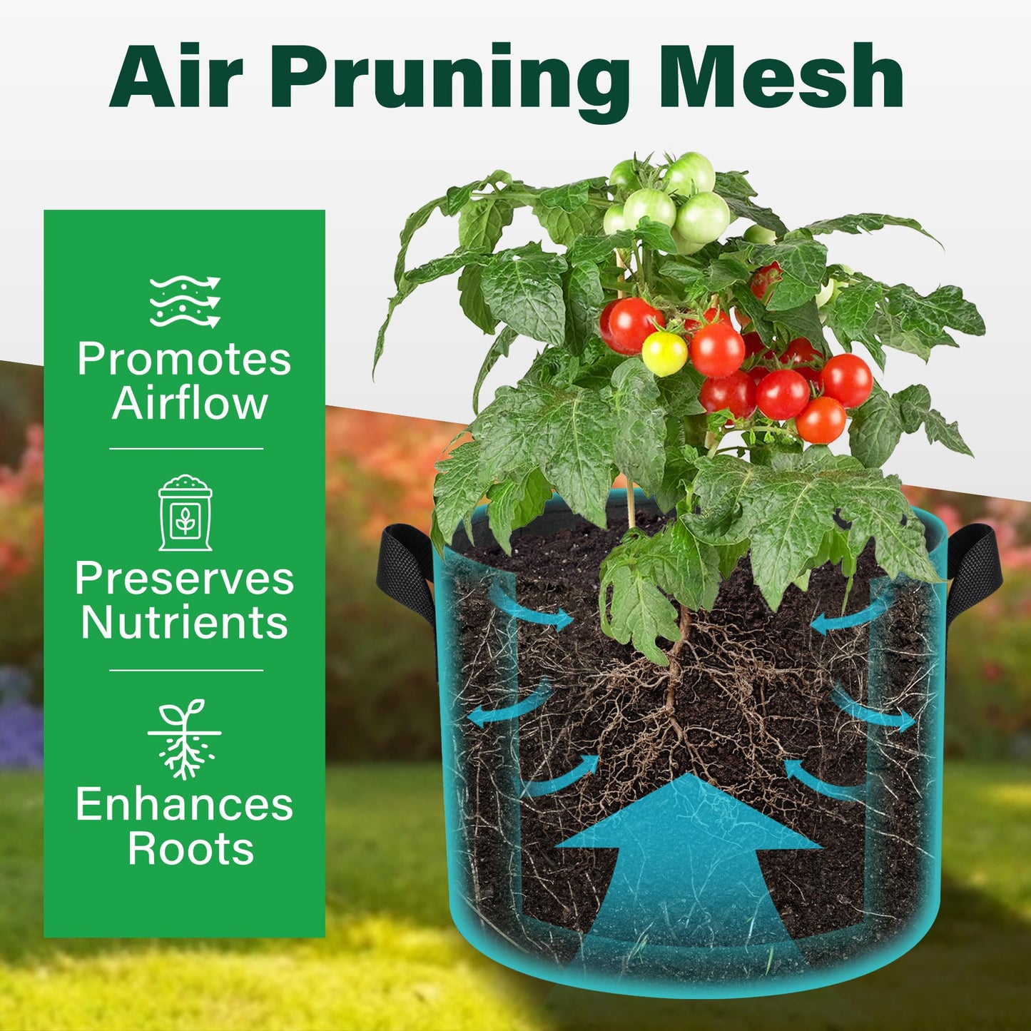 5-Pack 10 Gallon Breathable Grow Bags,Heavy-Duty Fabric Pots for Healthier Roots & Outdoor/Indoor Gardening
