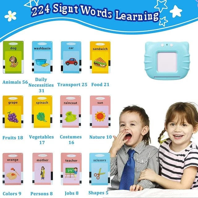 Kidsjoy Talking Flash Cards Learning Toys for 1-6 Years Old Boys Girls, Educational Toddlers Toys for Kids,Speech Therapy Toys Autism Toys Christmas Birthday Gifts for Toddler Boys Girls (Blue)