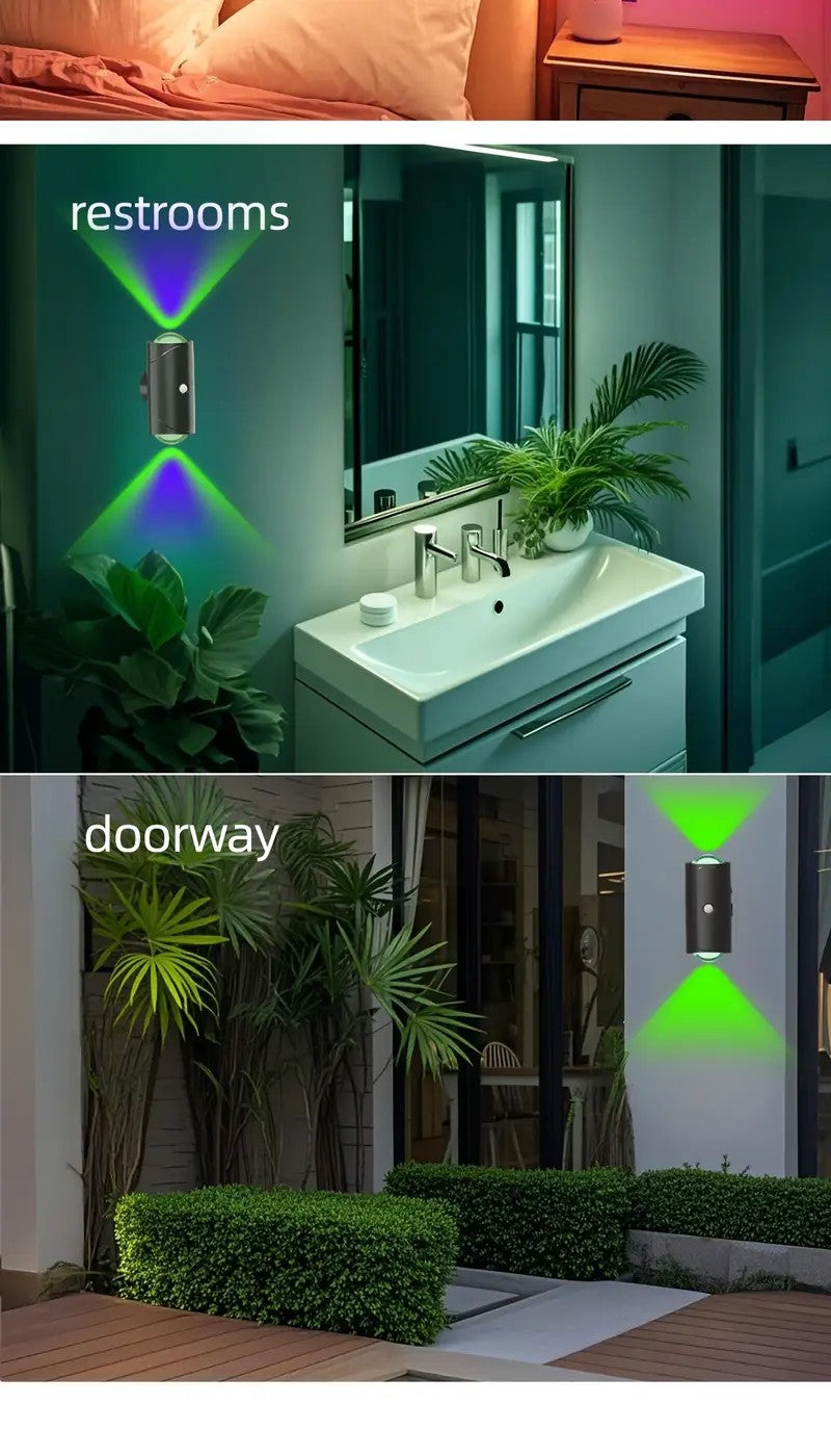 PUCACHI 2-Pack Rechargeable LED Night Light with Motion Sensor, RGB Color Changing & Dimmable Ambient Wall Light for Bedroom, Living Room, Hallway (7 Colors, Wireless, USB-C)