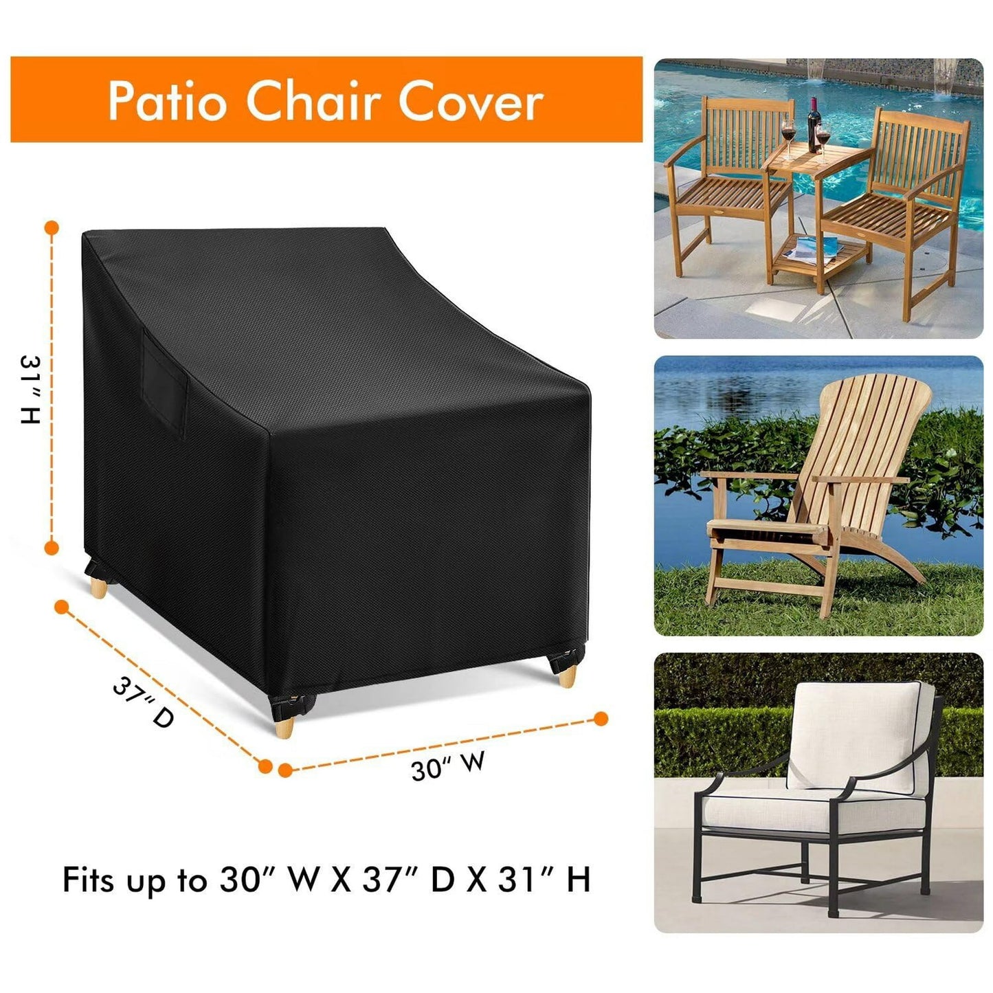 Patio Chair Covers, Lounge Deep Seat Cover, Heavy Duty and Waterproof Outdoor Lawn Patio Furniture Covers (2 Pack - Large)