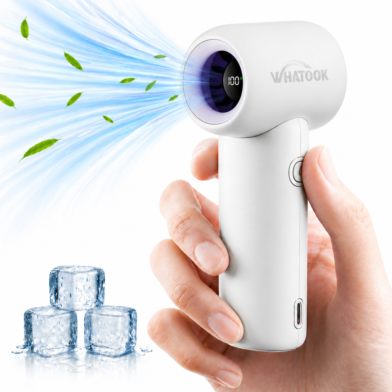 Portable Handheld Fan,18500RPM High Velocity 3000mAh, LED Display 5 Speeds USB-C Rechargeable Turbo Pocket Fan, Personal Mini Cooler for Travel