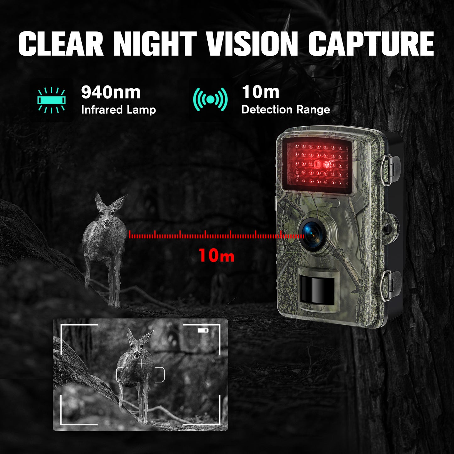 Teblint Trail Camera, 2.5K 16MP Game Camera with Night Vision, IP66 Waterproof Motion Activated 2.0”HD TFT Screen for Wildlife Monitoring Outdoor Hunting