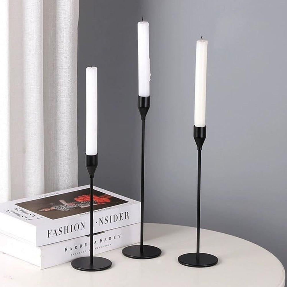 Candlestick Holders,Set of 3 Matte Black Candle Holders,Taper Candle Holders Decorative Candlestick Holder for Home Decor,Dinning,Party