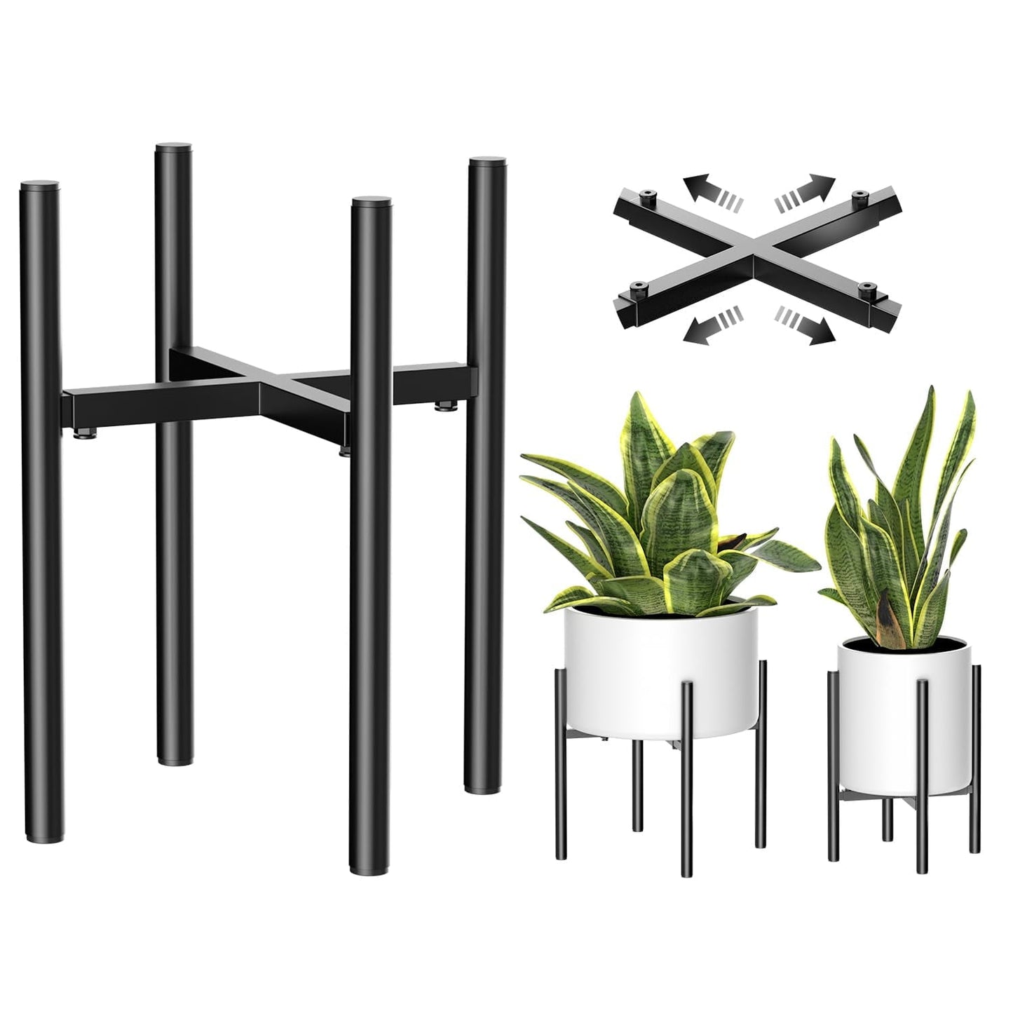 Hoofun Adjustable Metal Plant Stand for 8-11 Inch Pots Heavy-Duty Indoor/Outdoor Use Rust-Resistant Space-Saving Design Quick Assembly Decorative Holder for Living Room Garden Balcony Home Decor-1Pcs