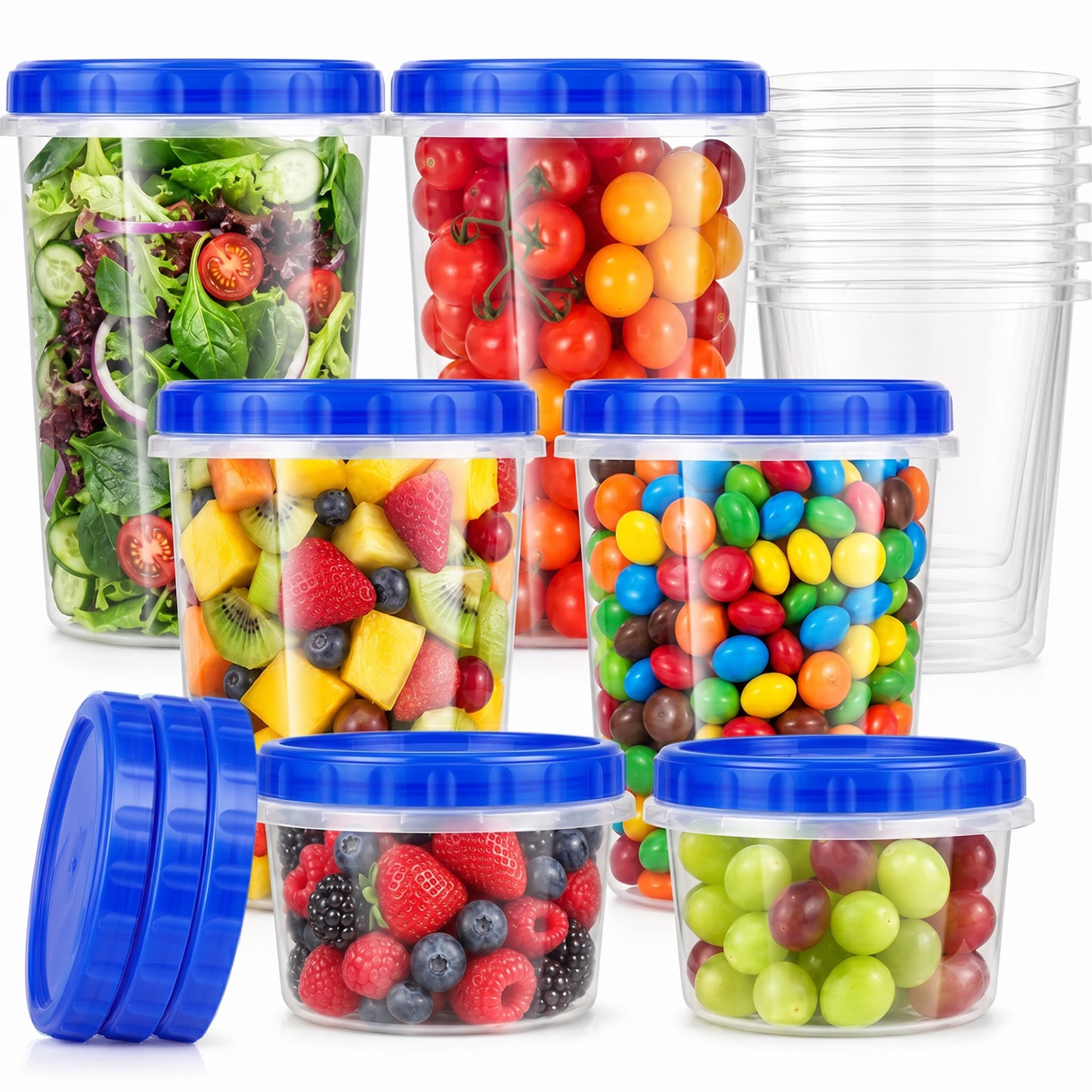 Kidsjoy 12-Pack Food Storage Containers with Lids, 6x32oz and 6x16oz Leakproof BPA Free Plastic for Soup Fruit Yogurt