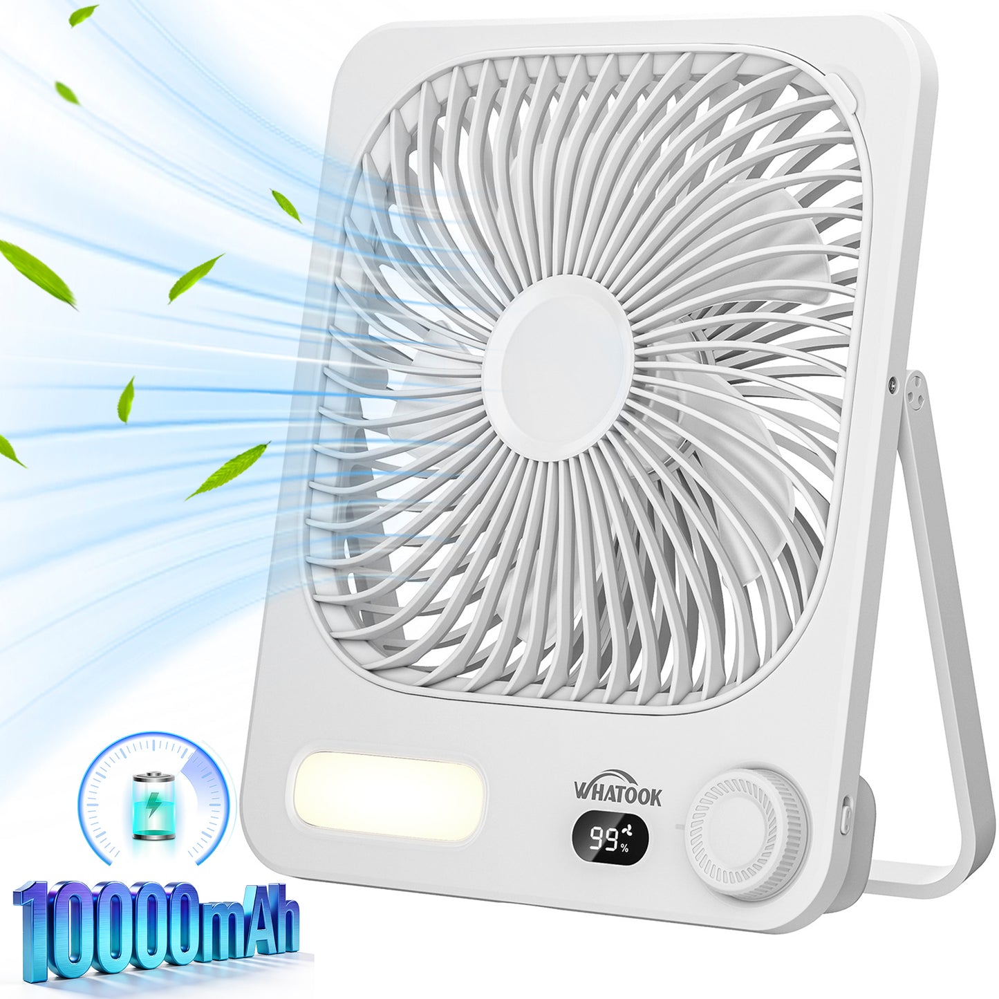 Travel Desk Fan, 8 in Battery Operated Fan with 10000mAh Rechargeable Battery, 40H Runtime, 100 Speeds, 180Β° Tilt Folding Portable Fan for Desktop, Home, Camping