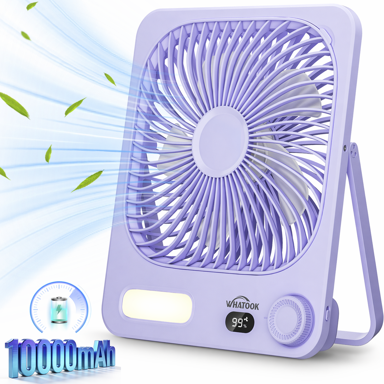 Travel Desk Fan, 8 in Battery Operated Fan with 10000mAh Rechargeable Battery, 40H Runtime, 100 Speeds, 180Β° Tilt Folding Portable Fan for Desktop, Home, Camping