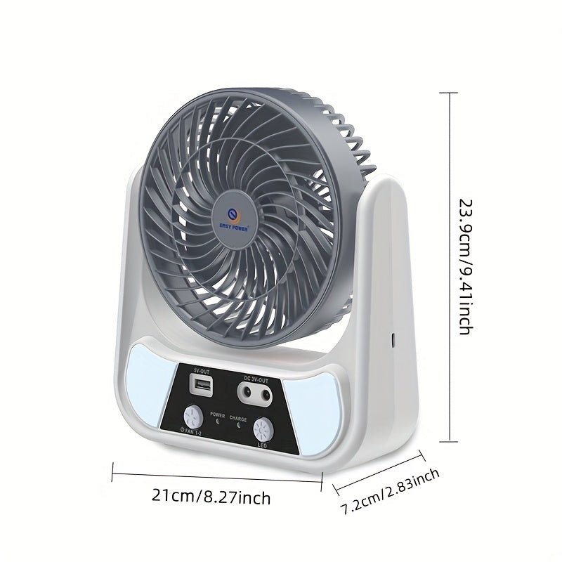 PUCACHI Solar Camping Fan with LED Lantern - 8-Inch Rechargeable Outdoor Fan, 3W Solar Panel & USB Charging, 2-Speed Portable Tent Fan for Hiking, Emergency, Camping Gear