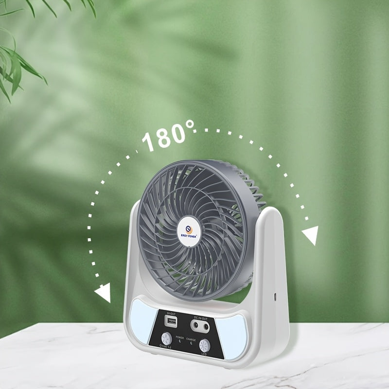 PUCACHI Solar Camping Fan with LED Lantern - 8-Inch Rechargeable Outdoor Fan, 3W Solar Panel & USB Charging, 2-Speed Portable Tent Fan for Hiking, Emergency, Camping Gear