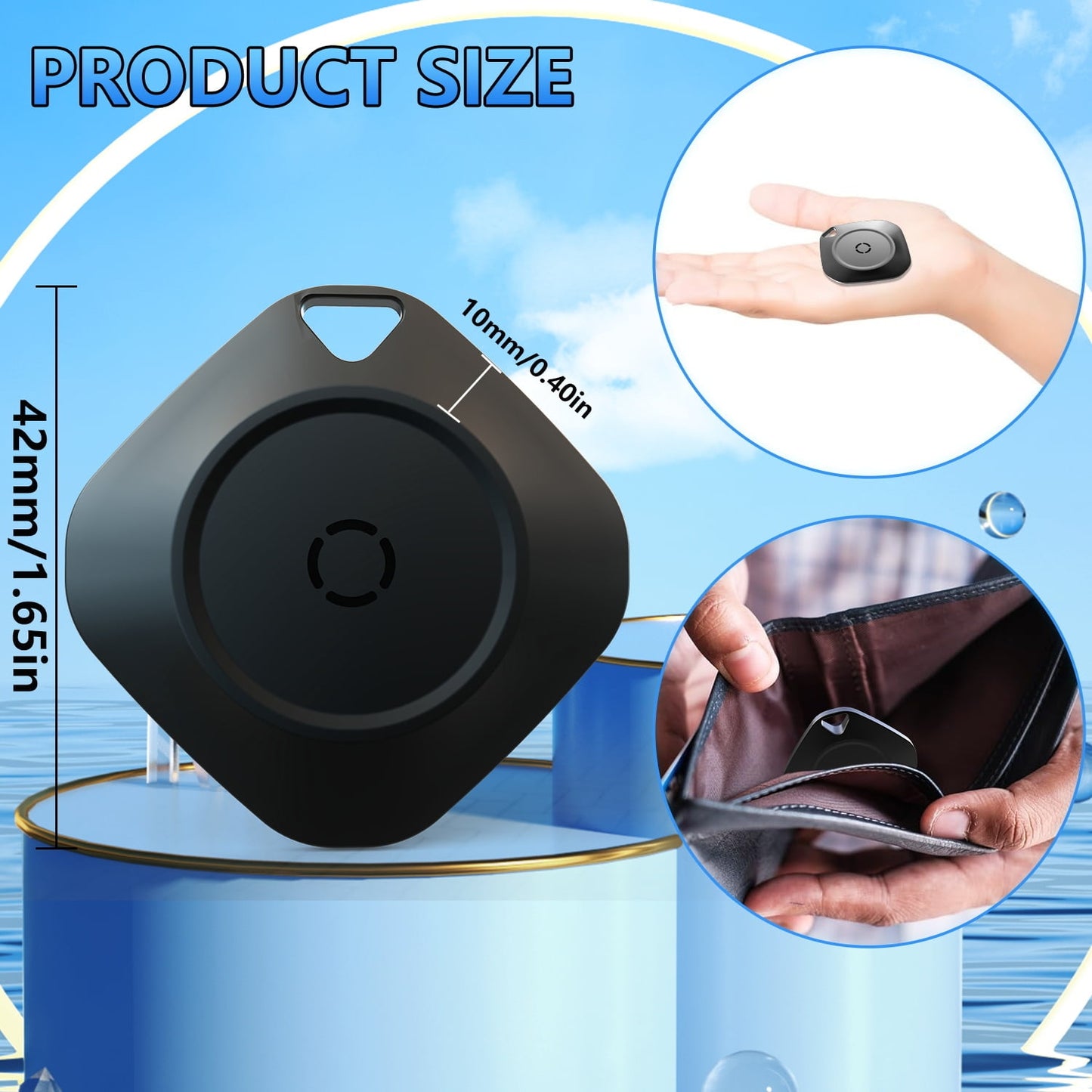 Bluetooth Tracker Tag 4-Pack – Smart Key Finder & Luggage Locator with Replaceable Battery, for Wallet, Suitcase, Car, Black