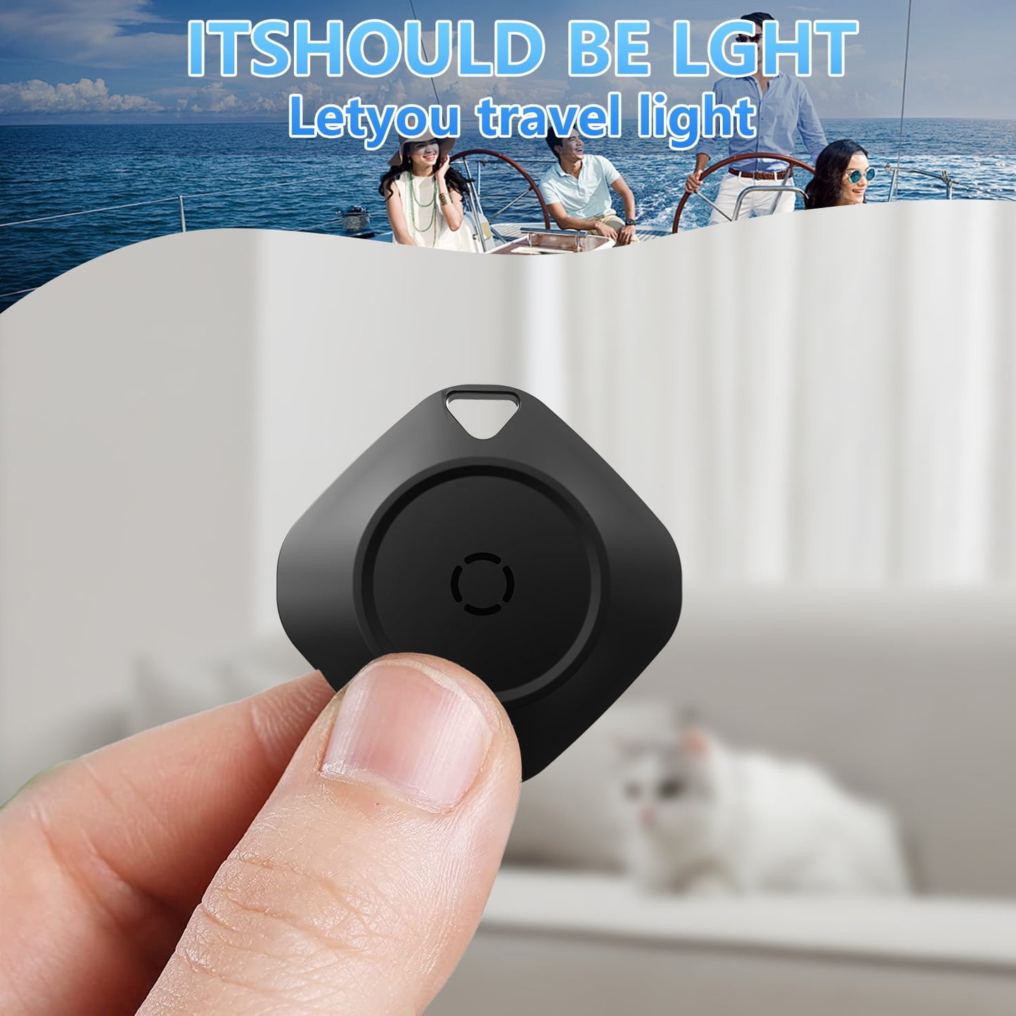Bluetooth Tracker Tag 4-Pack – Smart Key Finder & Luggage Locator with Replaceable Battery, for Wallet, Suitcase, Car, Black