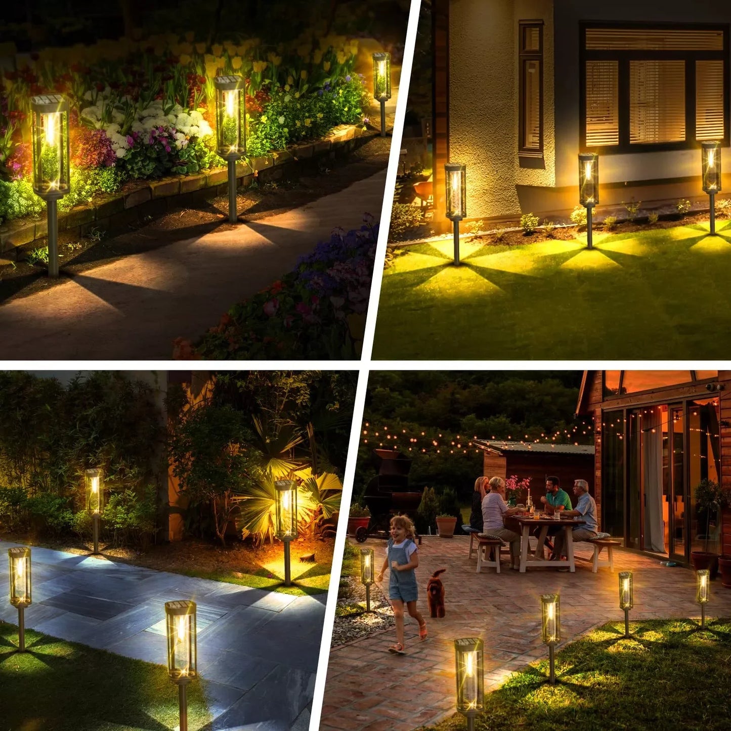 Bright Solar Pathway Lights Outdoor, 4 Pack Solar Powered Garden Lights Waterproof IP65, Auto On/Off Outdoor Light for Lawn Patio Walkway Driveway Decor Landscape Lighting