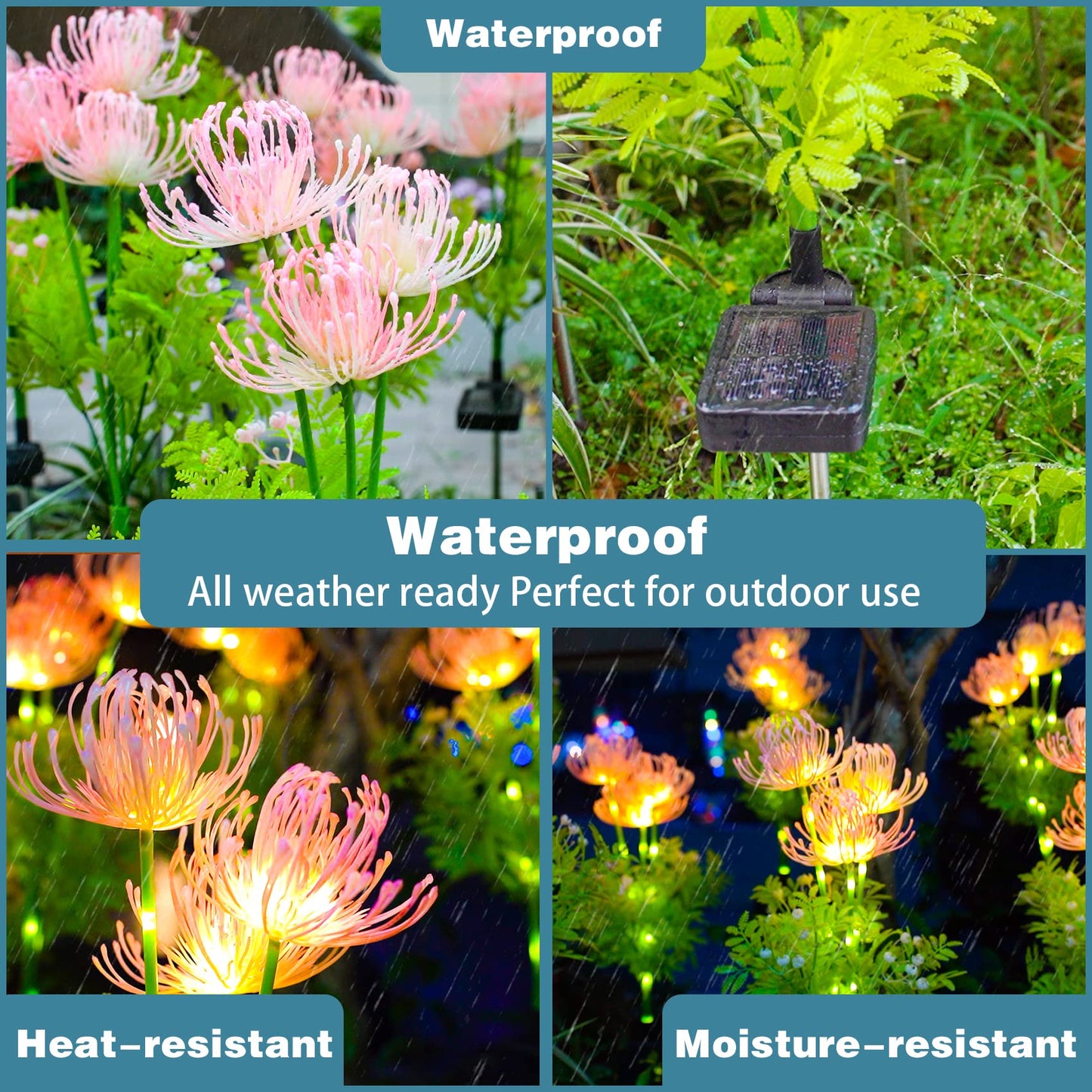 PUCACHI Solar Garden LED Lights with Luminous Flowers and Stems, Upgraded Solar Panel for Garden Decoration, Yard Decoration and Gift for Mother (2 Pack)