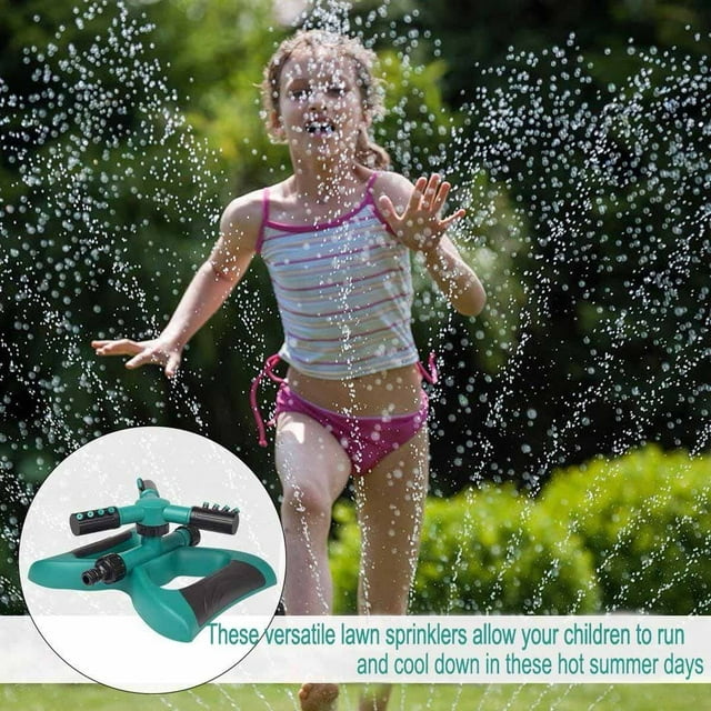 Garden Sprinklers, Water Sprinkler Automatic 360 Degree Rotating Irrigation System for Lawn Yard and Large Coverage Area Oscillating Hose (Green)