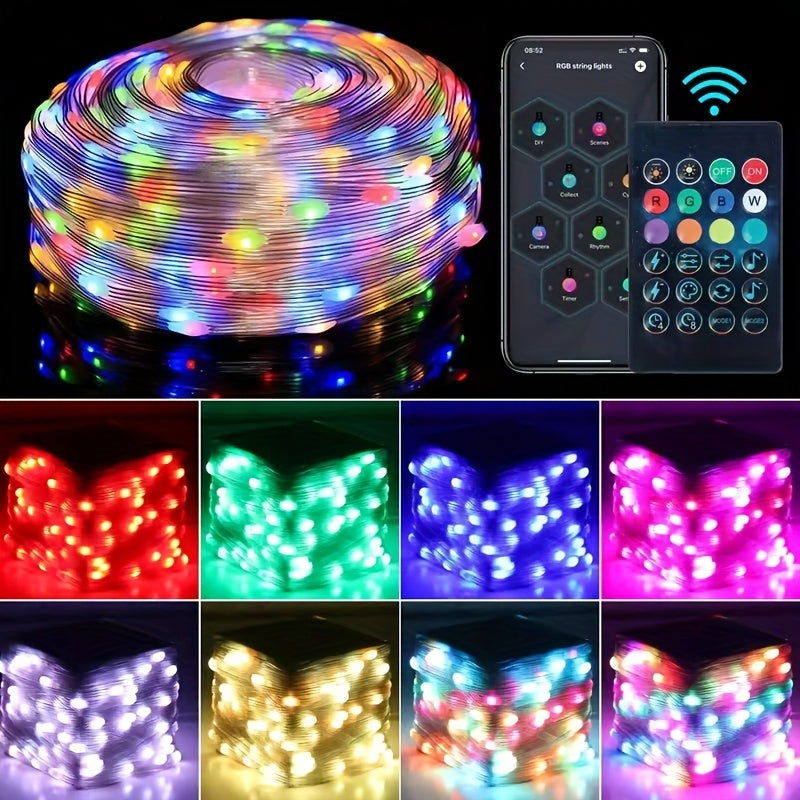 WHATOOK Bluetooth Controlled LED Light String 5M/20M 50-200LED Smart Fairy Light String for Home Christmas Decoration