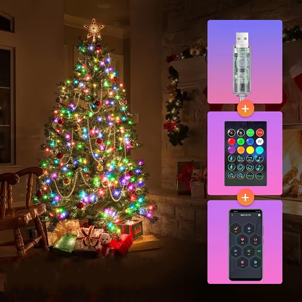 WHATOOK Bluetooth Controlled LED Light String 5M/20M 50-200LED Smart Fairy Light String for Home Christmas Decoration