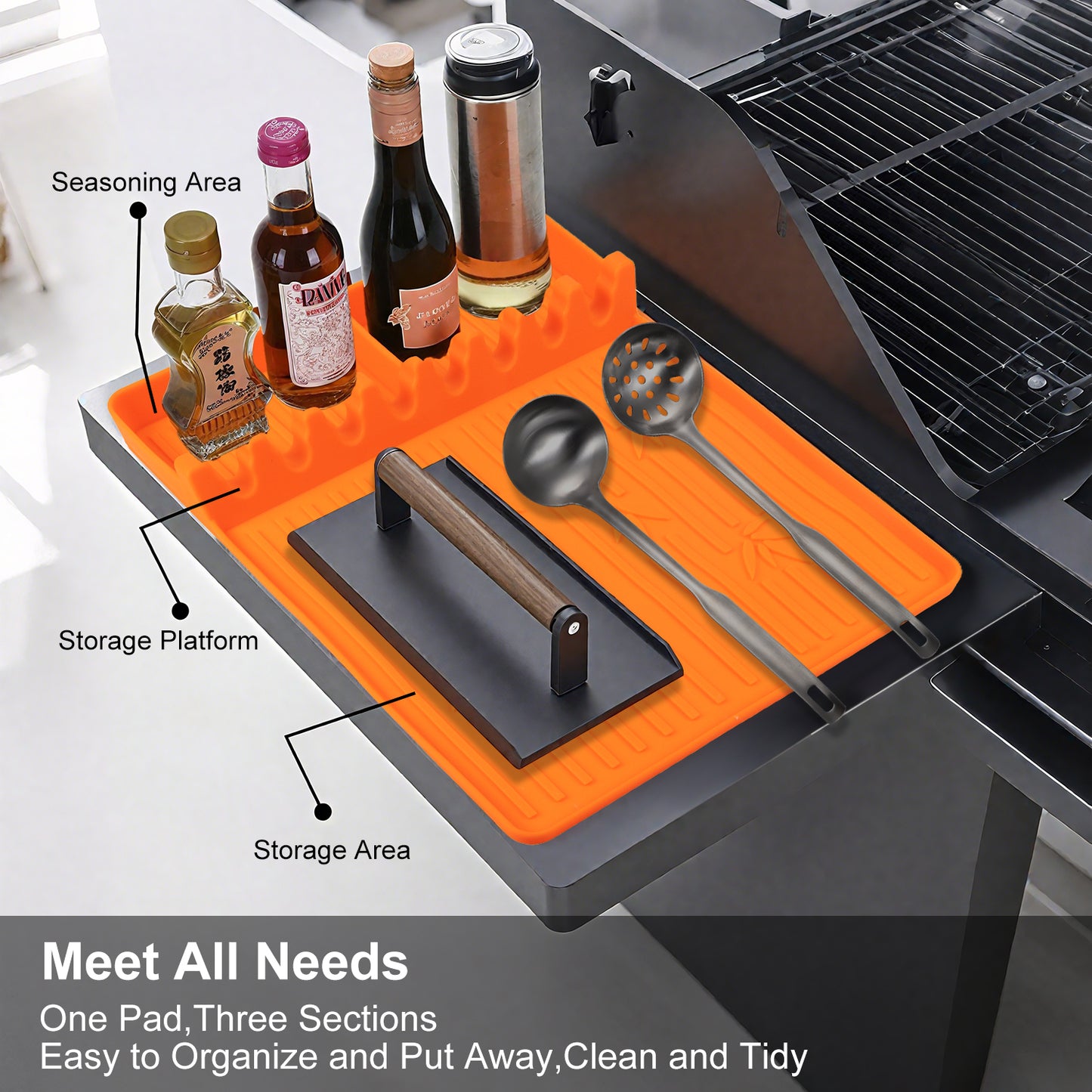 Blackstone Silicone Griddle Mat,Blackstone Griddle Accessories Side Shelf Mat Grill Pad for Outdoor Grill Kitchen Counter Spatula Silicone Mat,L*W:41.7x30cm(Orange)