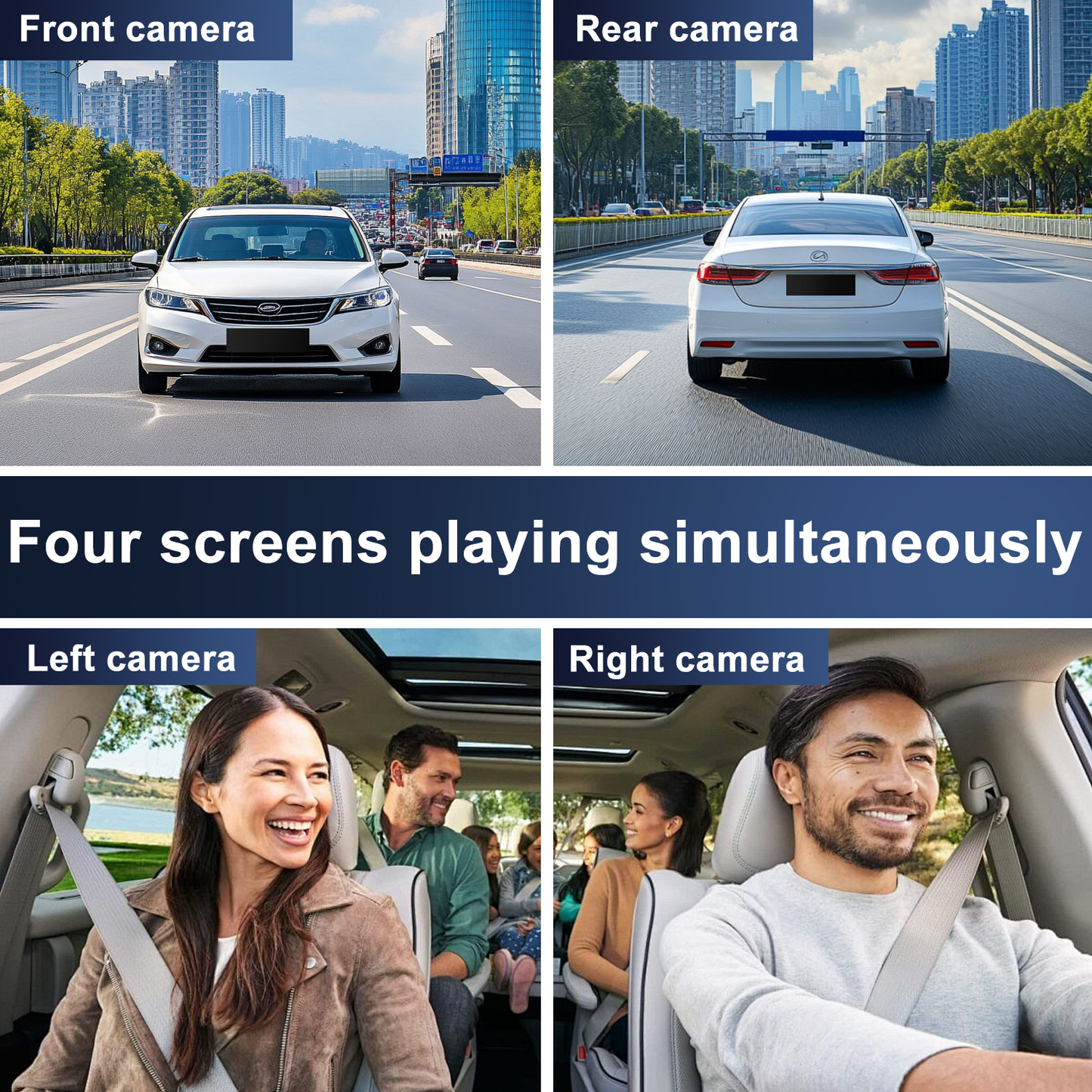 PUCACHI 4 Channel Dash Cam,4K 360 Full View Front Rear Left Right Car Camera, 2.4GHz WiFi App, Night Vision, G-Sensor, Loop Recording, 64GB Card