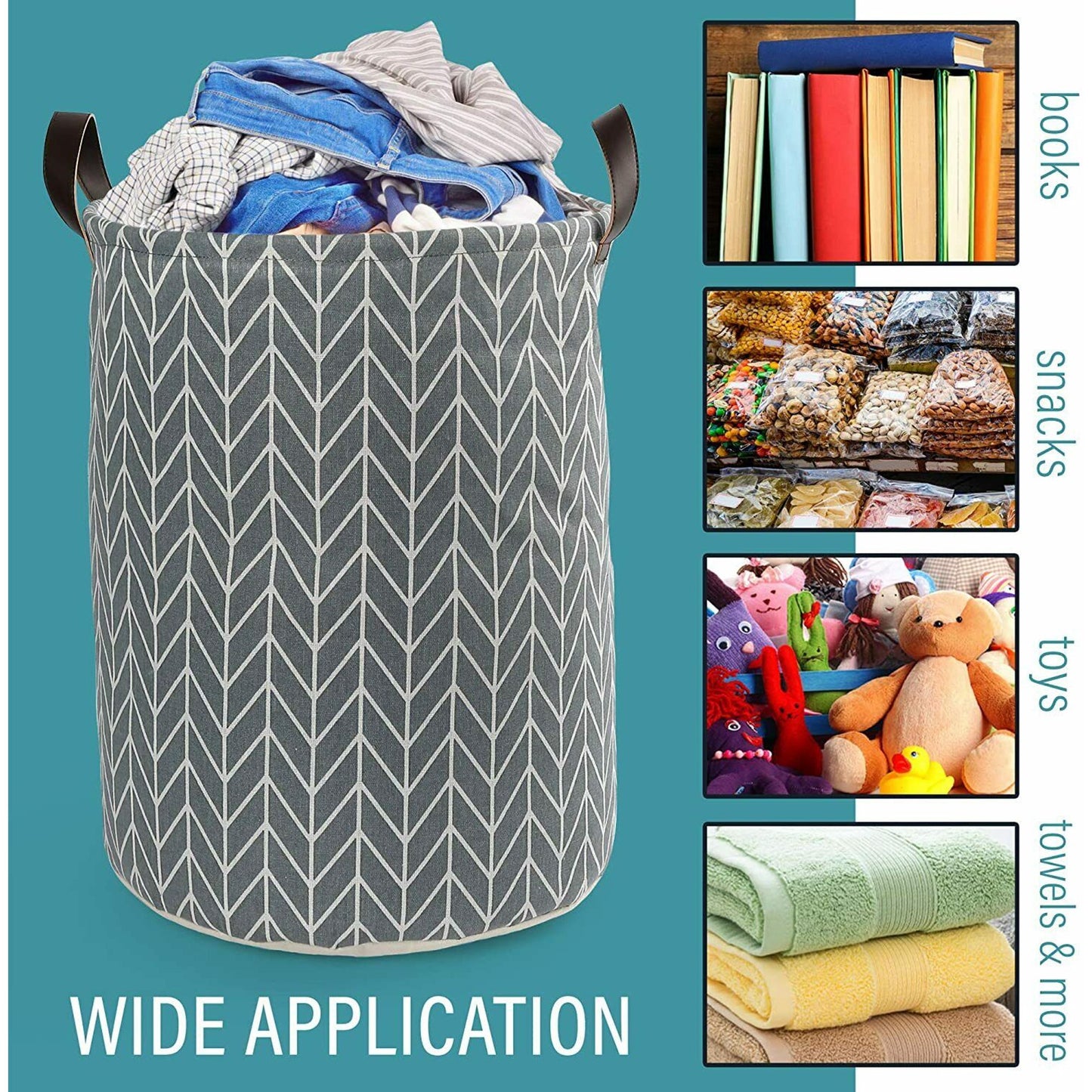 Kidsjoy Laundry Hamper, Waterproof Large Laundry Basket , Collapsible Laundry Basket Soft Leather Handles, Dirty Clothes Hamper Easy Toy Storage Organizer Bag Home Household