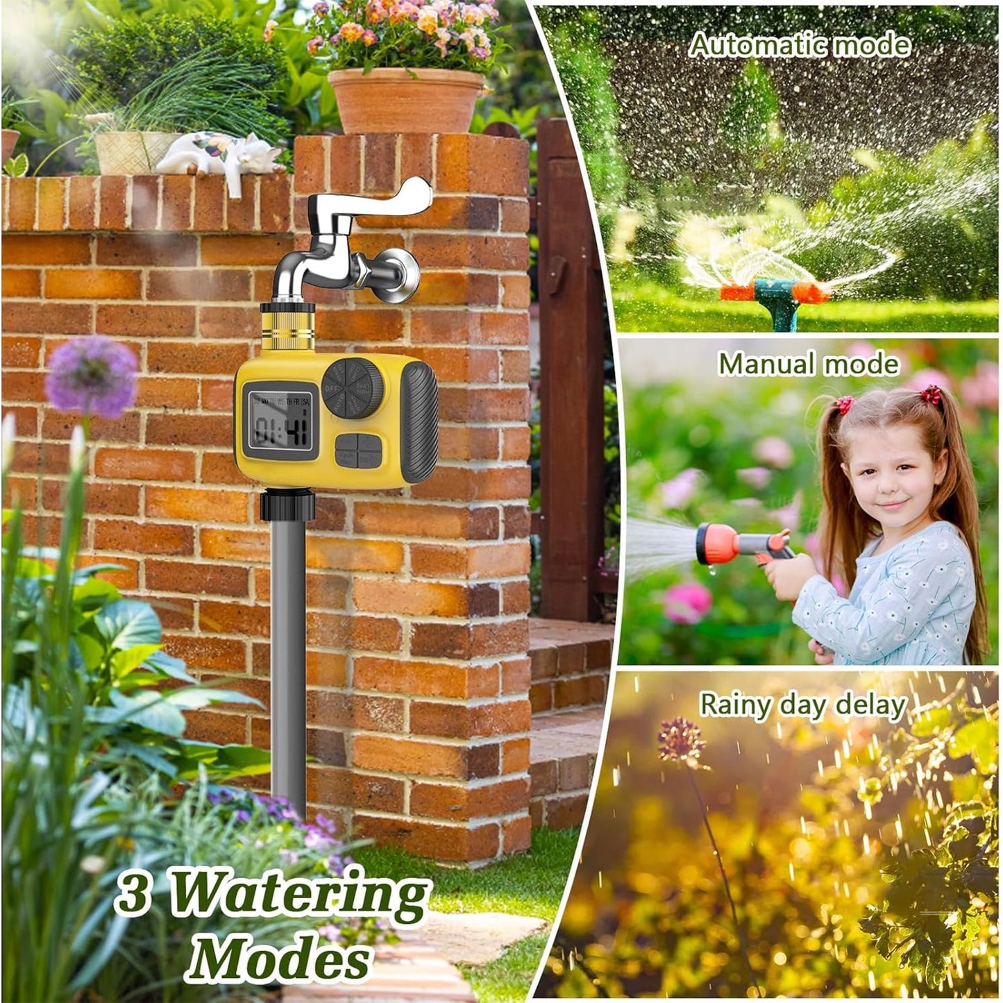 Sprinkler Timer, 2025 Brass Inlet Release Water Timer for Garden Irrigation Hose Timers with Rain Delay and Manual Irrigation for Garden,Lawn,Yard Watering System