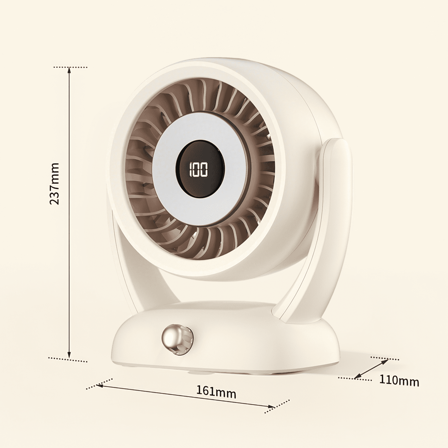 SPORTS JOY 8000mAh Desk Fan, 135-Degree Tilt Head, Portable USB Rechargeable Fan, 100 Speed Adjustable Table Fan for Desktop, Home, Travel (off-white)