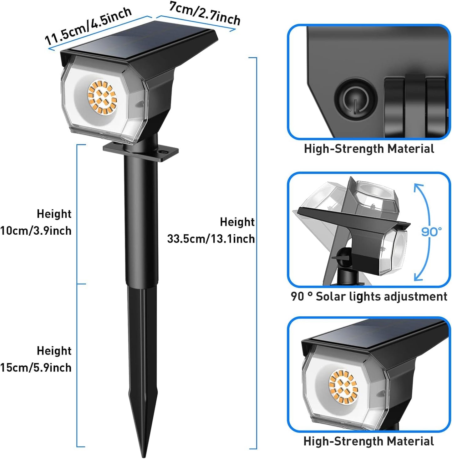 PUCACHI Solar Light Outdoor Waterproof IP68, 28 LEDs 3 Lighting Modes Solar Garden Yard Spotlight for Outdoor Landscape - 4 Pack (Warm White)