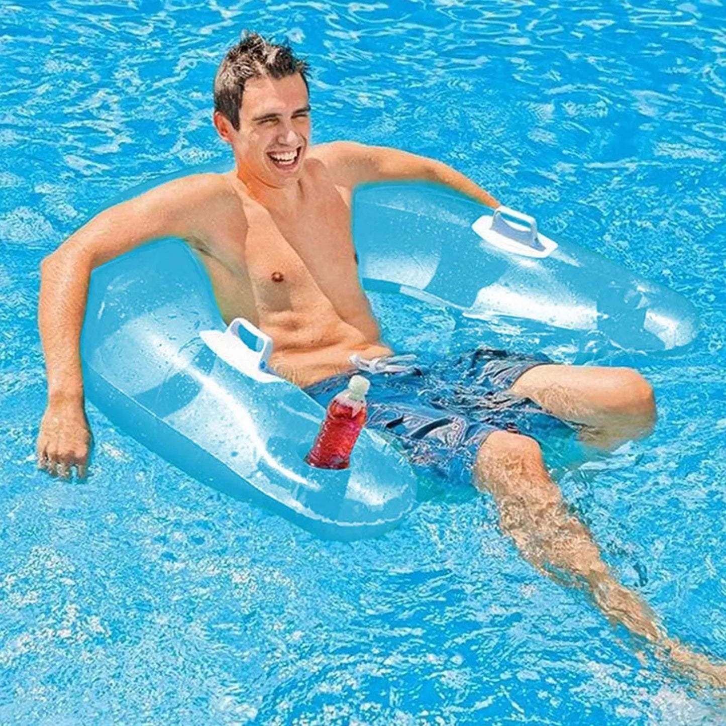 Teblint Inflatable Pool Floats, Inflatable Water Hammock, Pool Toys for Adults Kids, Portable Floating Loung Chair for Pool, Beach, Capacity 220 lbs, Blue