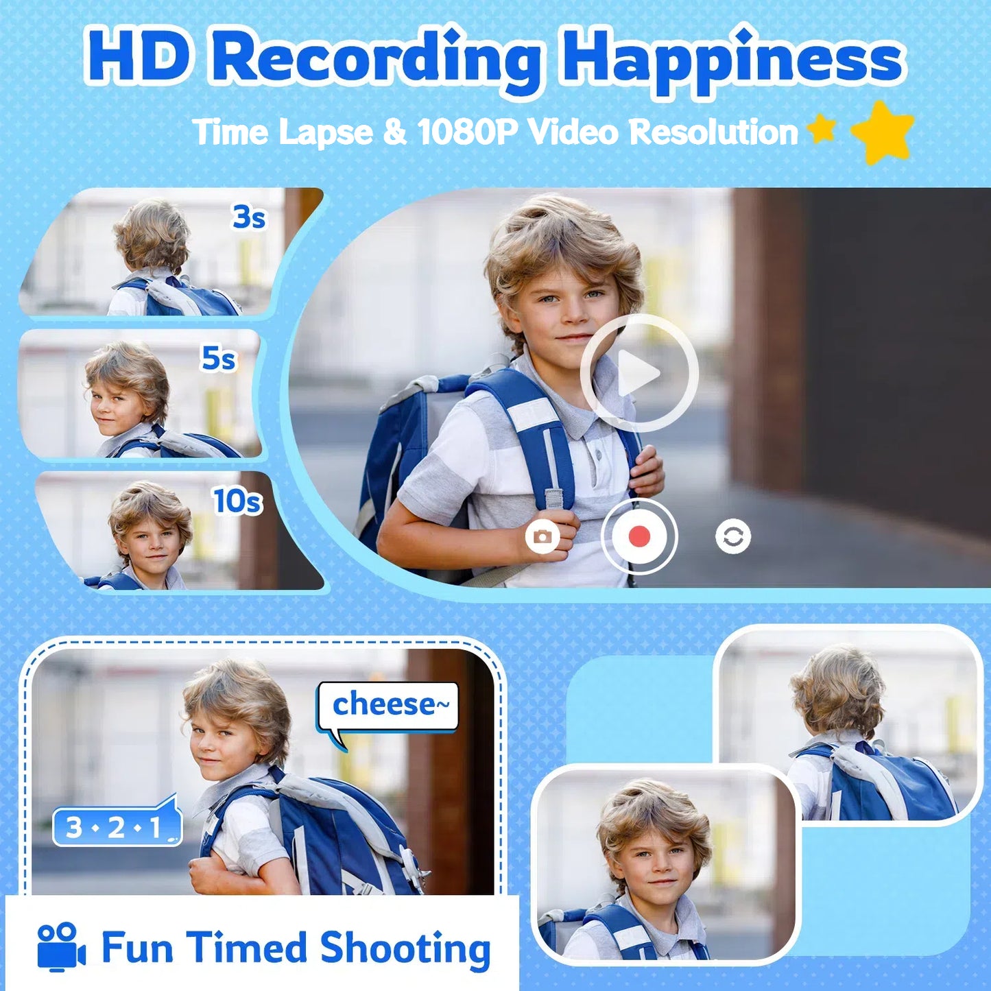 Teblint Kids Camera Instant Print, 2.4 Inch Screen Instant Camera, 1080P HD Digital Video Cameras, Toys for Girls & Boys 3-12 Years, Best Christmas Birthday Gifts (Blue)