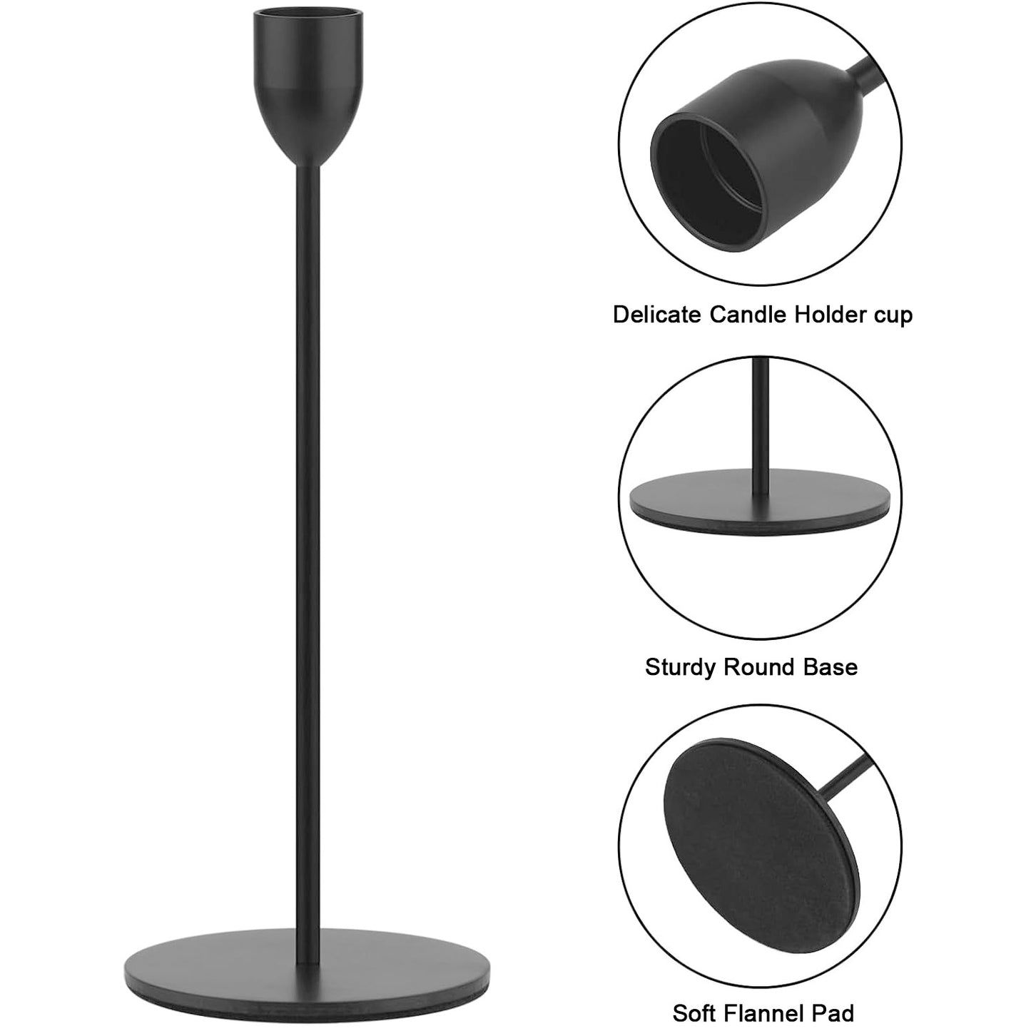 Candlestick Holders,Set of 3 Matte Black Candle Holders,Taper Candle Holders Decorative Candlestick Holder for Home Decor,Dinning,Party