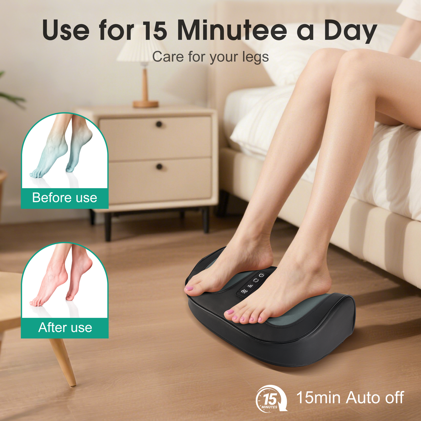 Foot Massager with Heat, Electric Kneading Plantar Fasciitis Treatment Machine, Circulation and Pain Relief for Foot and Calf Massage, Gifts for Dad, Mom and Lover