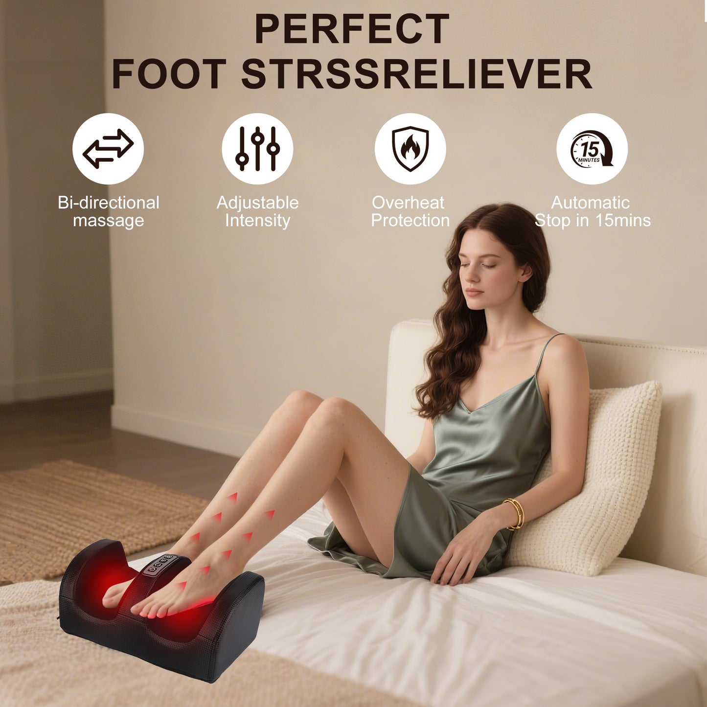 Shiatsu Foot Massager Machine with Heat, Foot and Calf Massager with Massage Roller, Deep Tissue Massager for Plantar Fasciitis, Pain Relief, Promotes Blood Circulation, Gifts for Women & Men