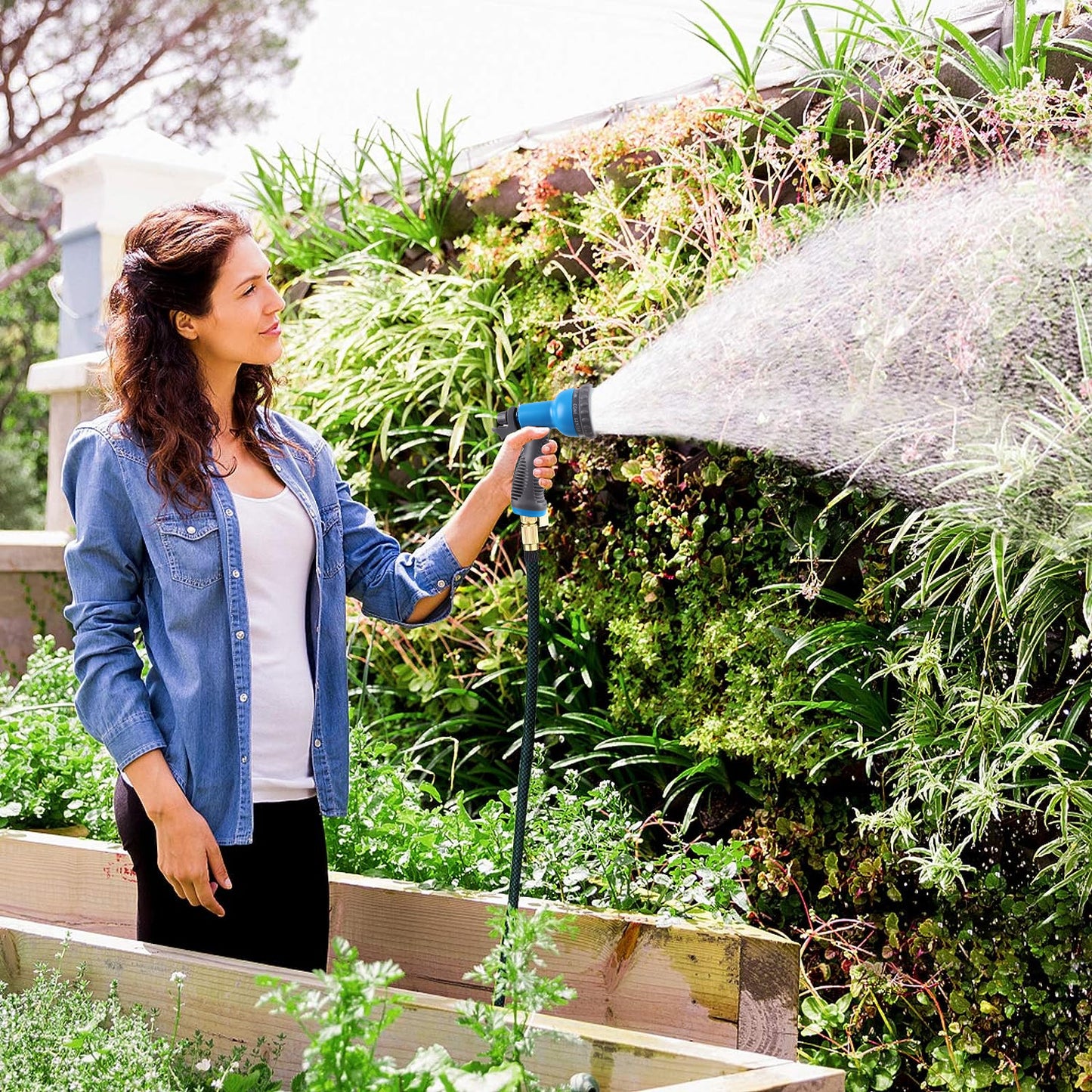 Garden Hose Nozzle, Heavy Duty Hose Nozzle with 9 Adjustable Watering Patterns, Multifunctional High Pressure Hose Nozzle Sprayer for Home, Watering Lawns and Garden, Car Cleaning,Showering Pets