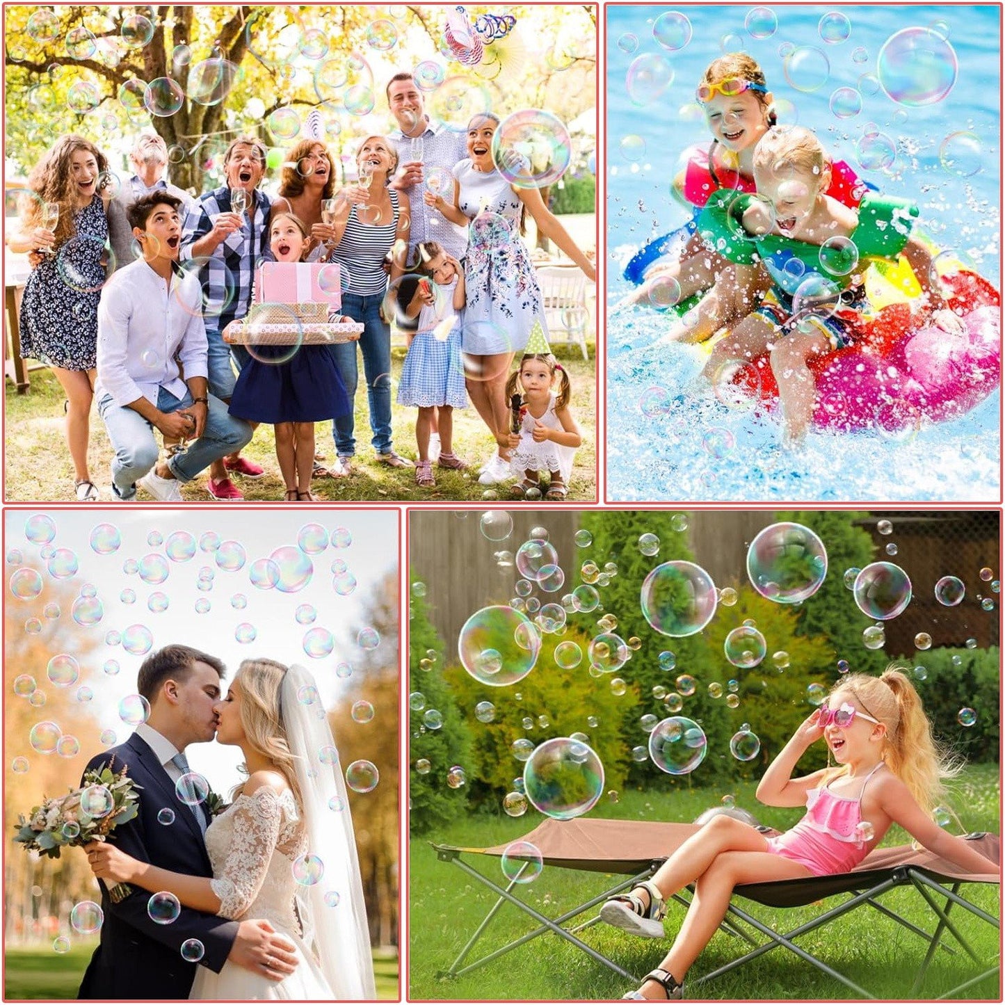 SPORTS JOY Vertical Bubble Machine with Night Light & Music, Adjustable Height Bubble Blower Maker Toys for Kids, 500 mAh Bubble Blower Machine for Wedding, Birthday, Picnic Camping Party Gift (Red)