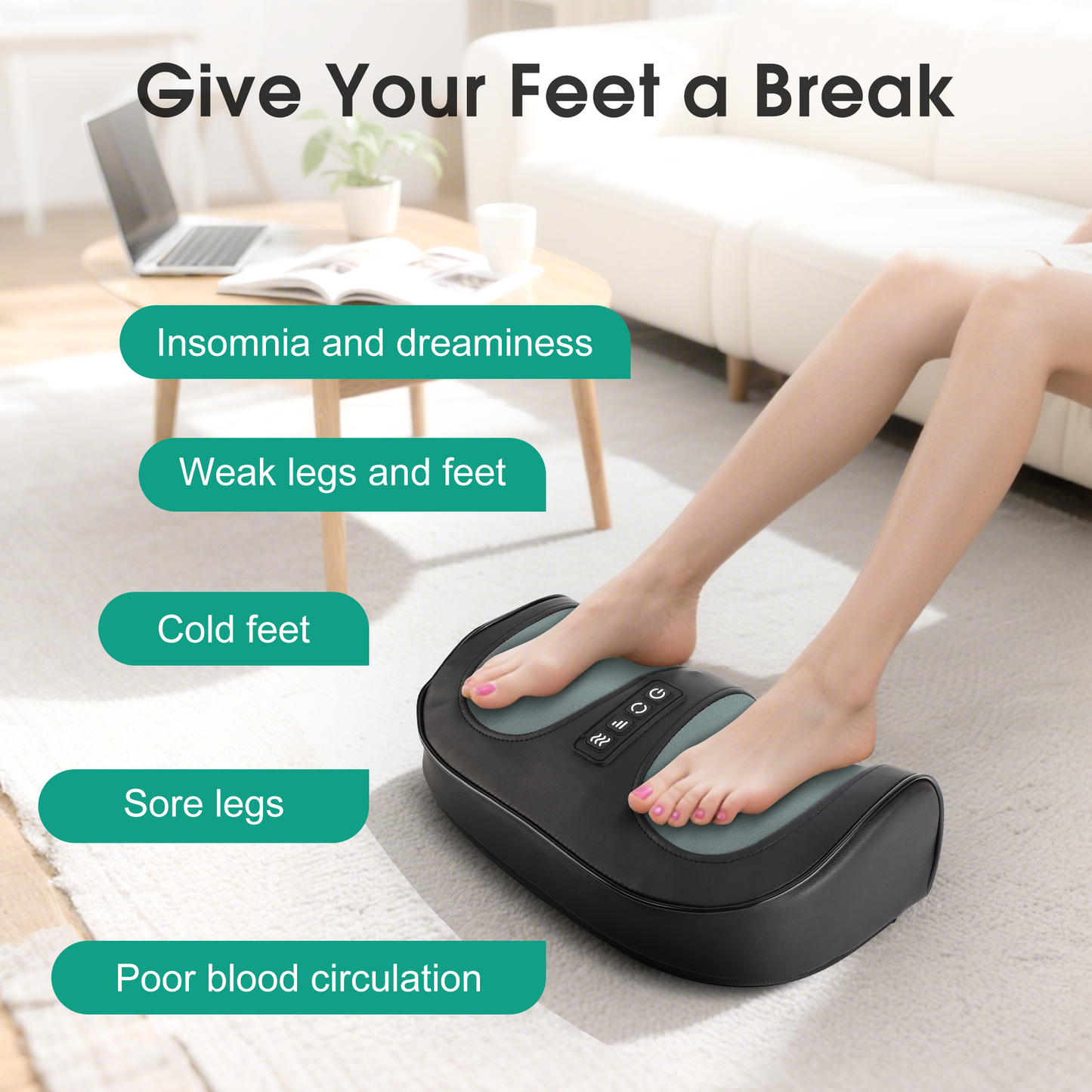 Foot Massager with Heat, Electric Kneading Plantar Fasciitis Treatment Machine, Circulation and Pain Relief for Foot and Calf Massage, Gifts for Dad, Mom and Lover
