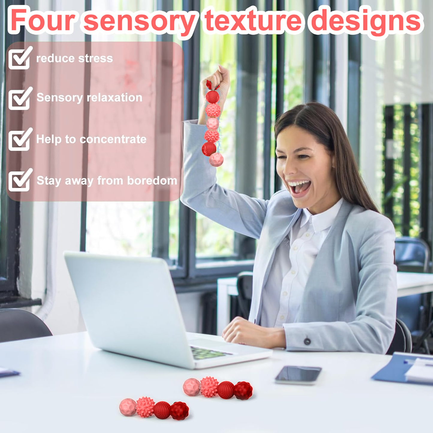 Teblint Magnetic Balls Fidget Toys, 8 Pcs Stress Relief Sensory Toys for Adults and Teens, Peace of Hands and Anxiety Mind, Attracting Stress Ball with Silicone Shell (Red Series)