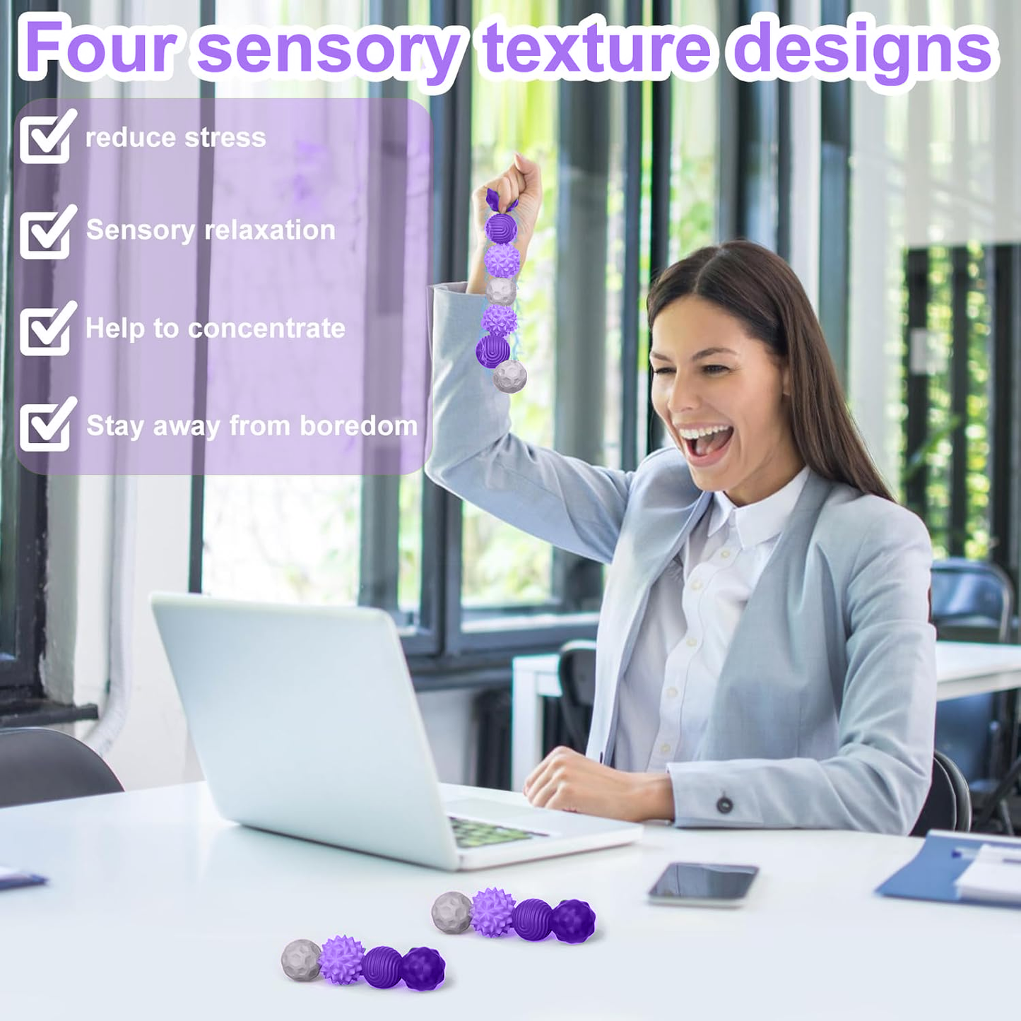 Teblint Magnetic Balls Fidget Toys, 8 Pcs Stress Relief Sensory Toys for Adults and Teens, Peace of Hands and Anxiety Mind, Attracting Stress Ball with Silicone Shell (Purple Series)
