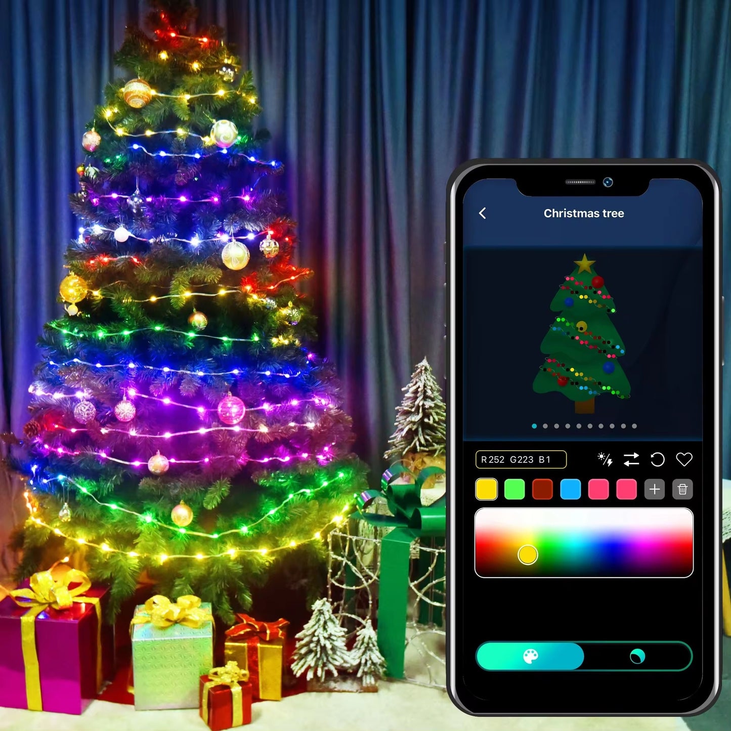 WHATOOK Bluetooth Controlled LED Light String 5M/20M 50-200LED Smart Fairy Light String for Home Christmas Decoration