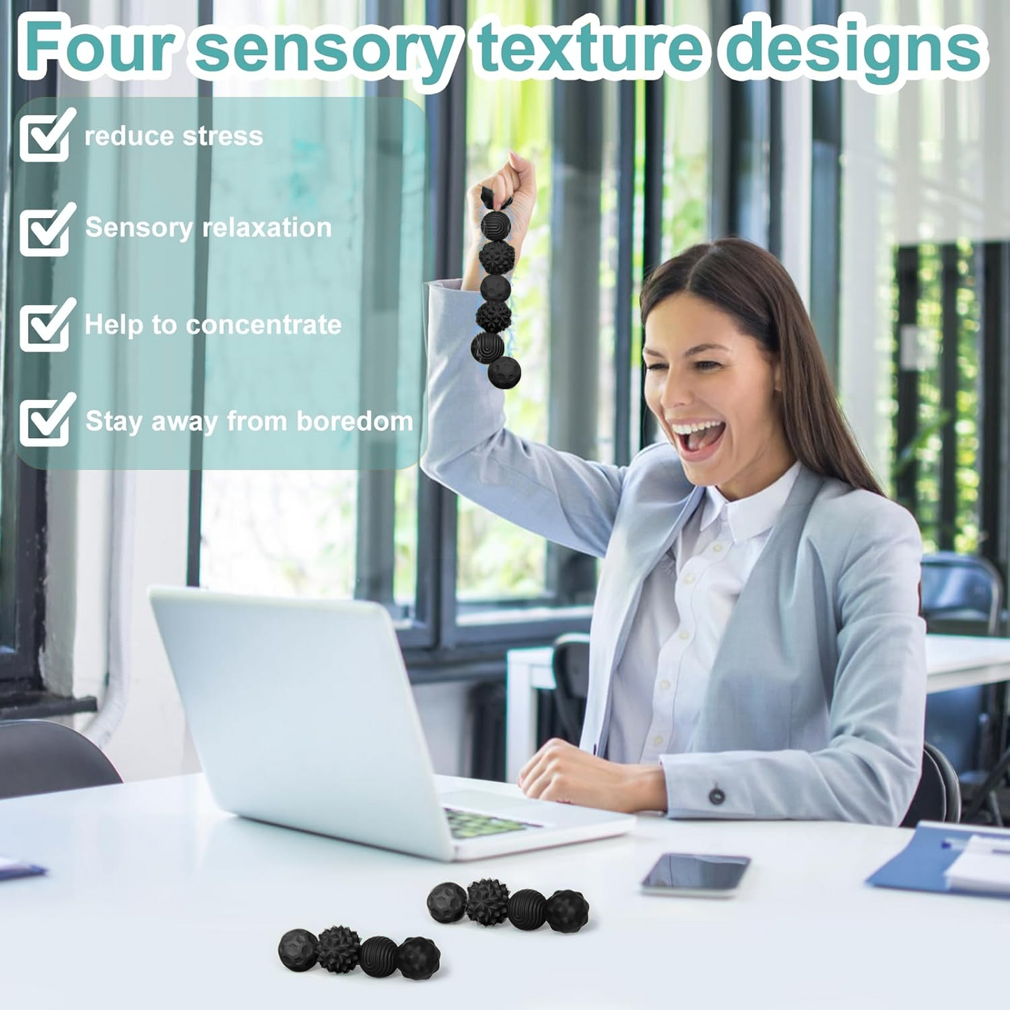 Teblint Magnetic Balls Fidget Toys, 8 Pcs Stress Relief Sensory Toys for Adults and Teens, Peace of Hands and Anxiety Mind, Attracting Stress Ball with Silicone Shell (Black Series)