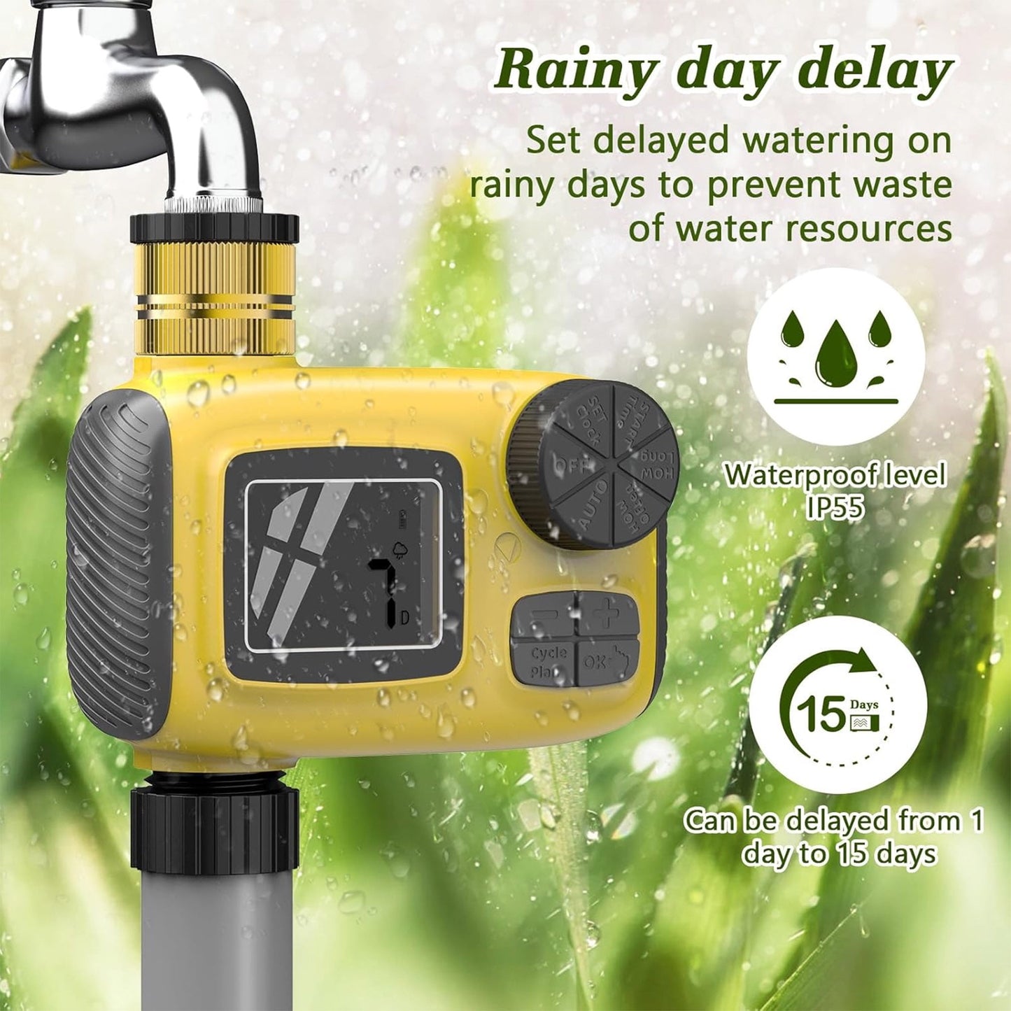 Sprinkler Timer, 2025 Brass Inlet Release Water Timer for Garden Irrigation Hose Timers with Rain Delay and Manual Irrigation for Garden,Lawn,Yard Watering System