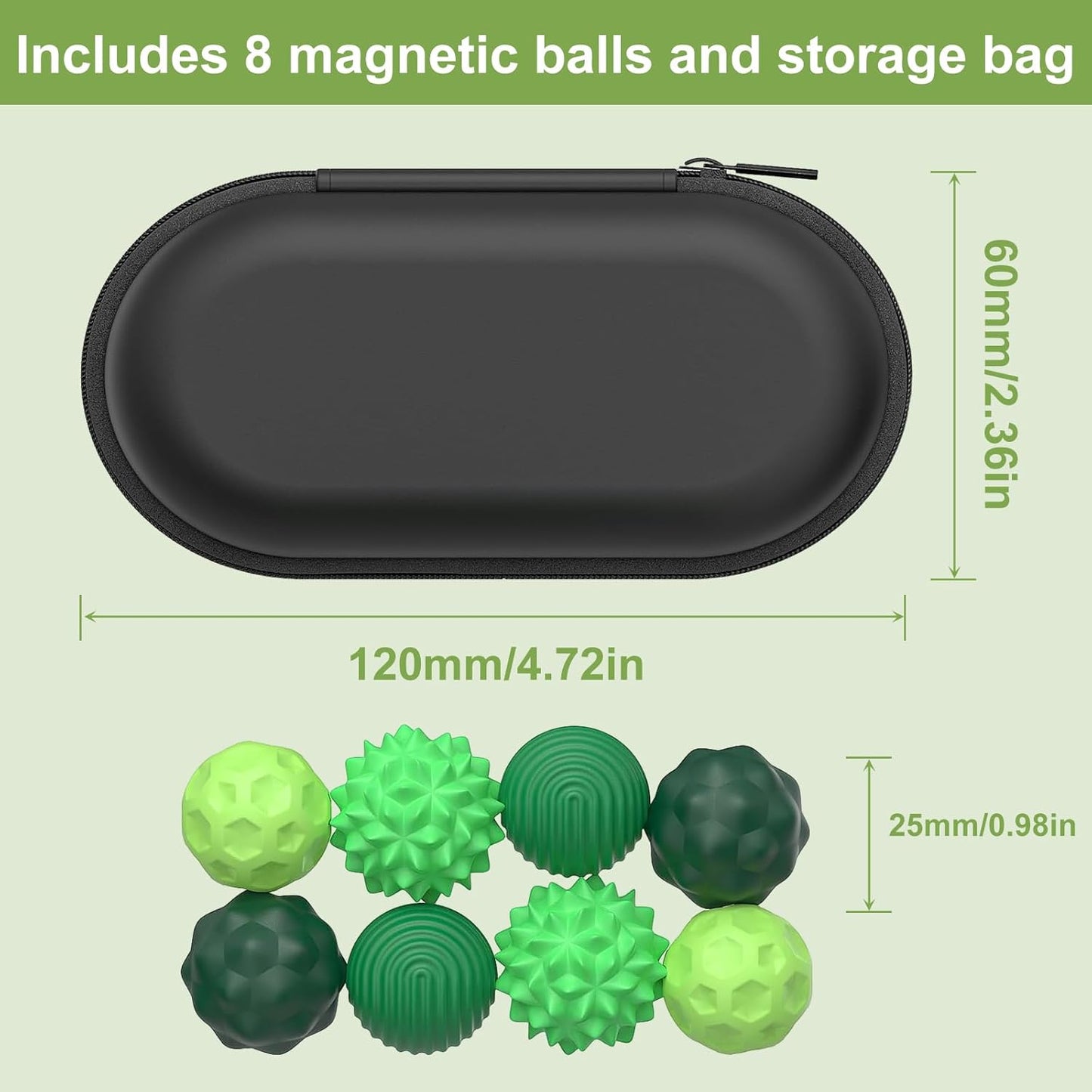 Teblint Magnetic Balls Fidget Toys, 8 Pcs Stress Relief Sensory Toys for Adults and Teens, Peace of Hands and Anxiety Mind, Attracting Stress Ball with Silicone Shell (Green Series)