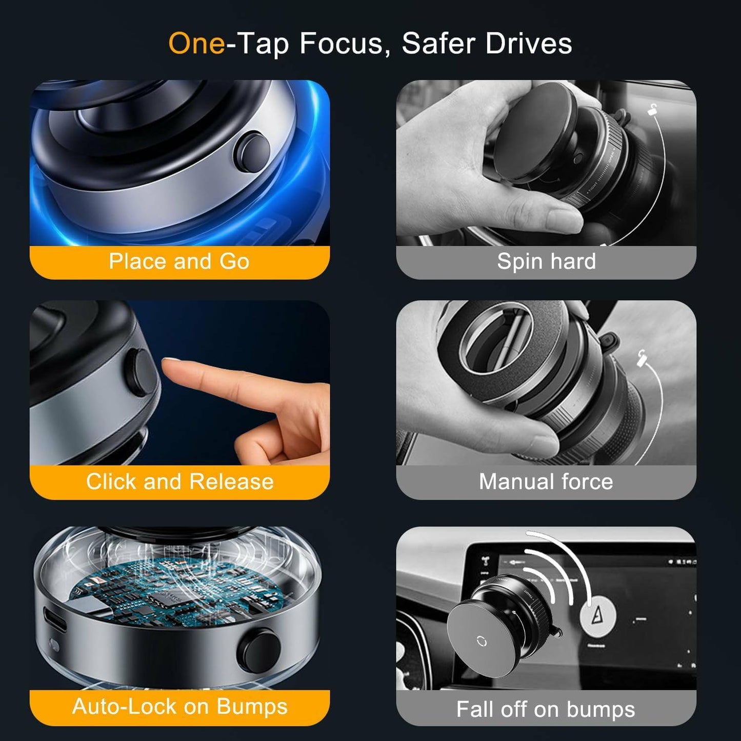 Car Phone Holder for Magsafe - 78 lbs Strongest Suction Cup, 2400gf Magnetic Car Mount, 360° Adjustable for iPhone 16/15/14/13/12 Pro Max Plus, Carbon Fiber Design(Silver)