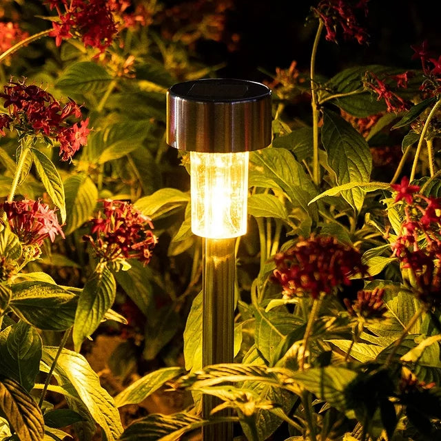 12 Pack Solar Garden Lights, Outdoor Waterproof Solar Pathway Lights, Stainless Steel LED Landscape Lighting for Walkway Patio Yard Lawn Driveway (Warm White)