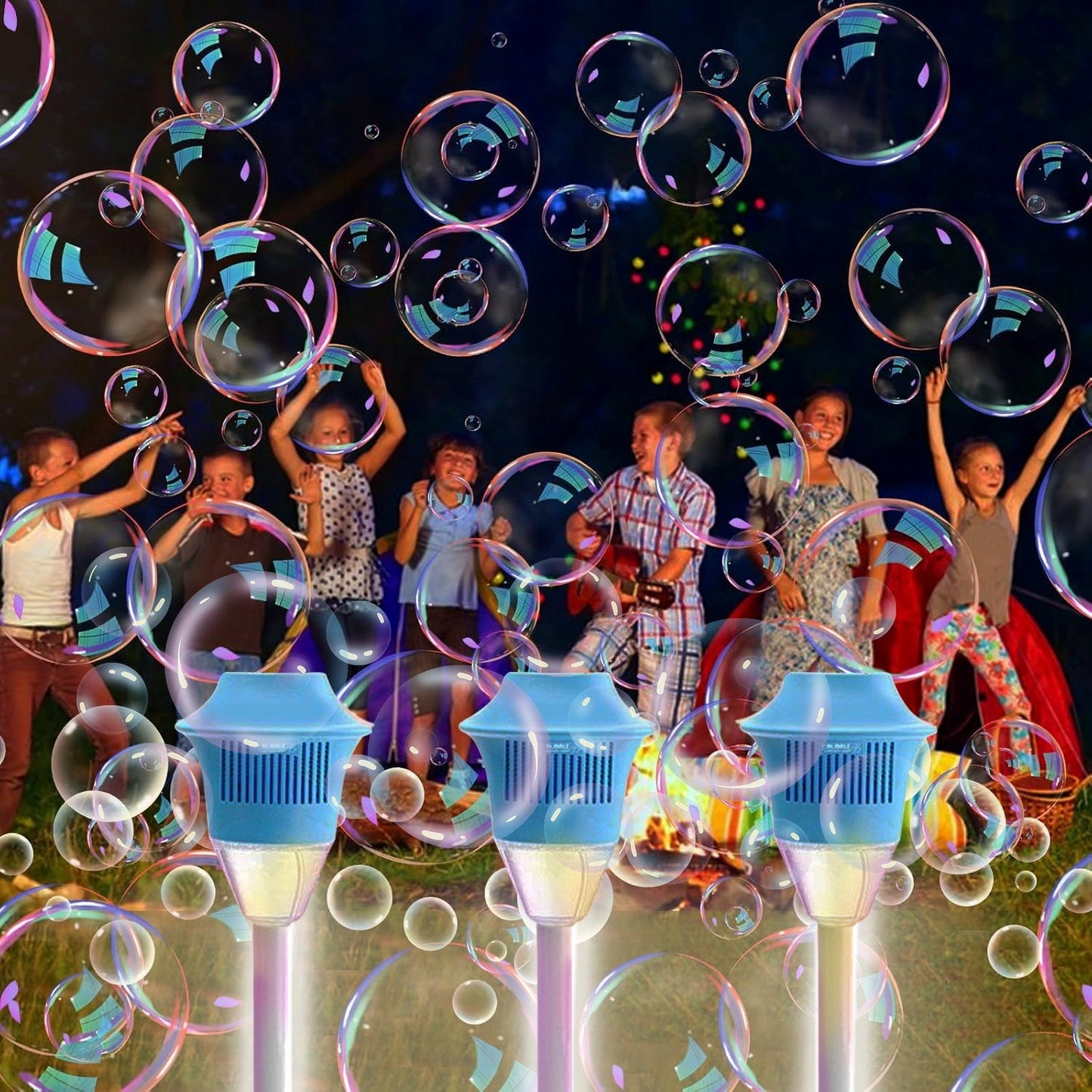 Automatic Bubble Machine for Kids Adjustable Height Standing Garden Bubble Maker with Light/Music Battery Operated Outdoor Summer Toys for Wedding/Party/Birthday Gift
