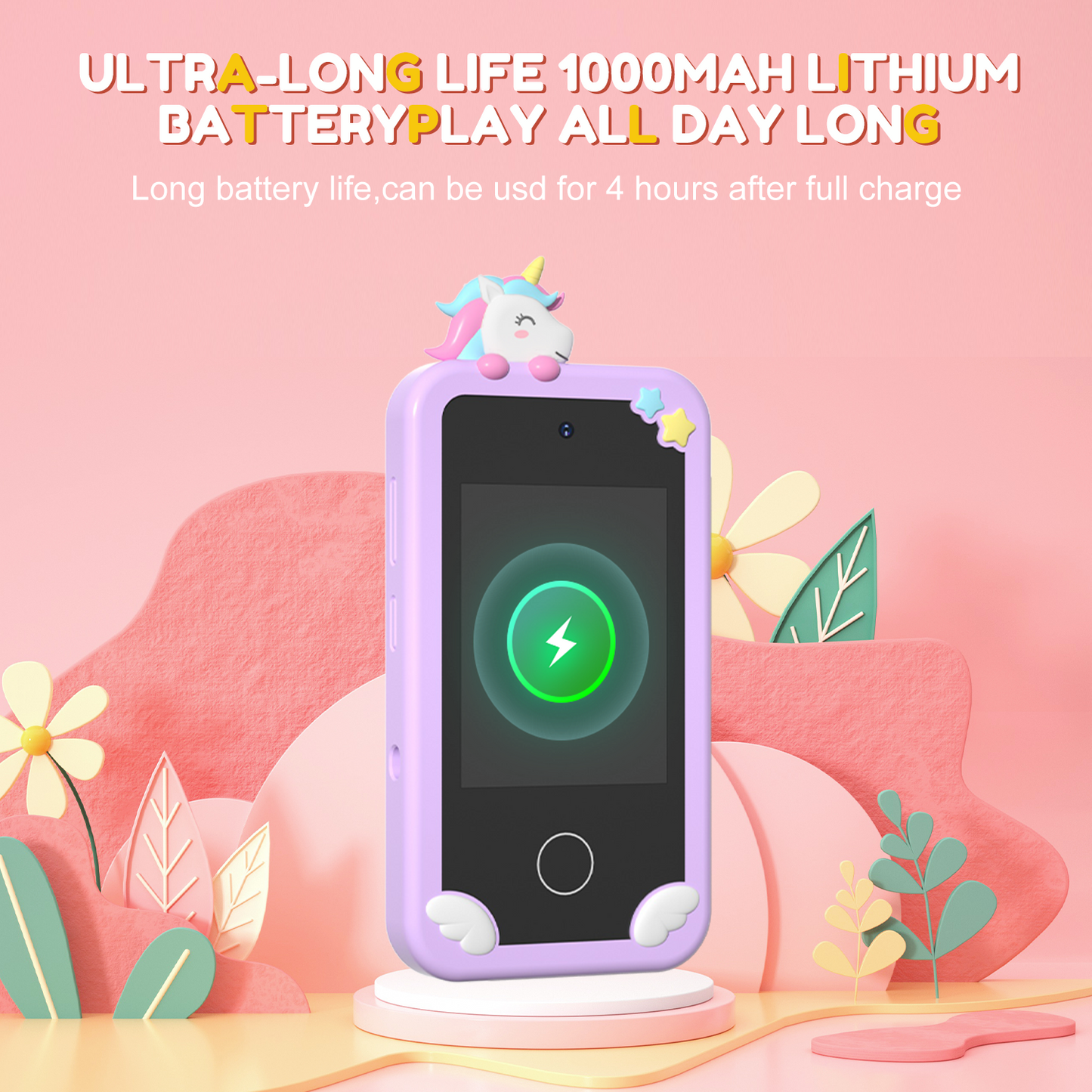 Hoofun Kids Smart Phone for Girls, 2.8" Touchscreen Play Phone with 32G SD Card, Dual Camera, Puzzle Game, Music Player, Christmas Birthday Gifts for Kids Purple