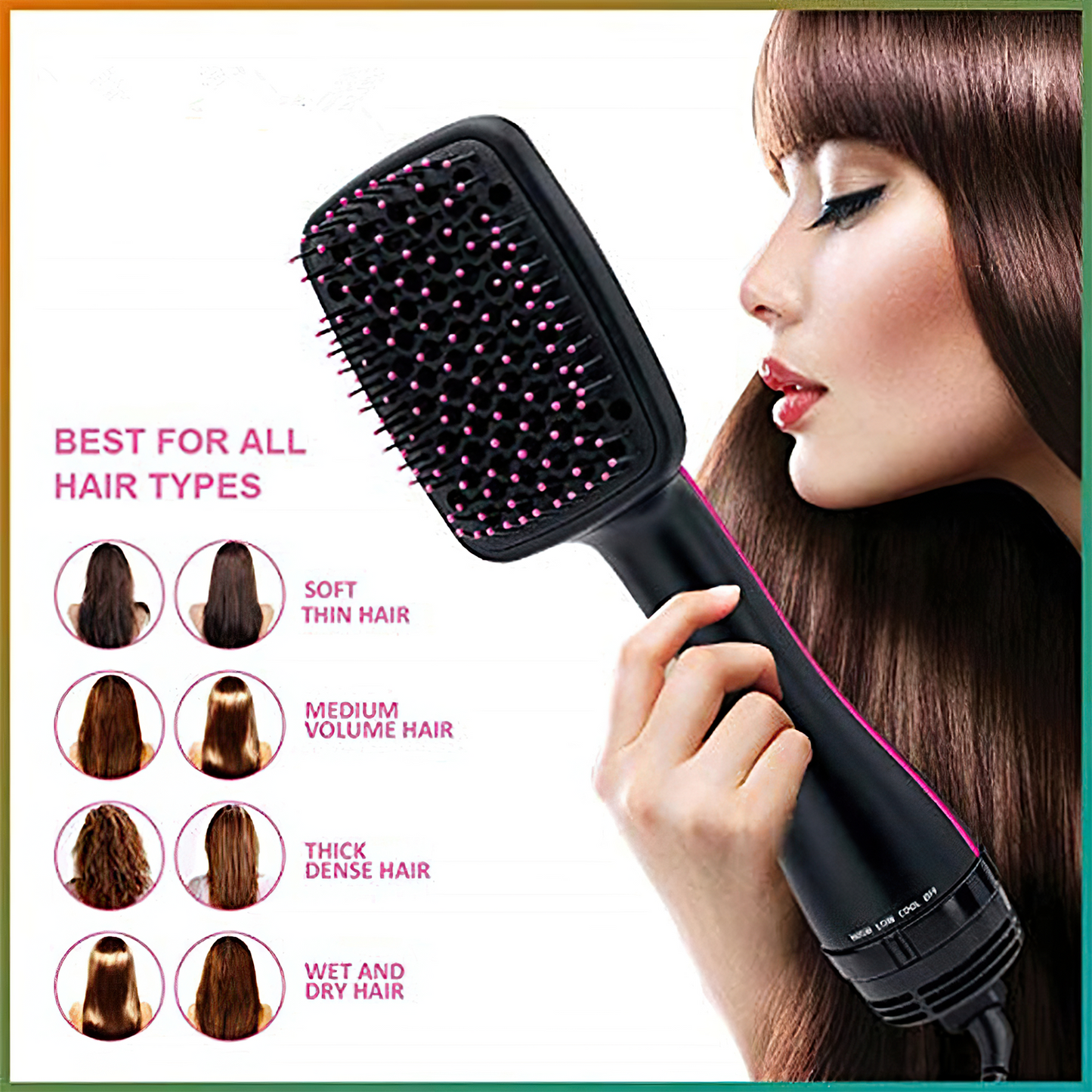 Hair Dryer and Straightener,Hair Dryer Brush,One-Step Hair Dryer and Styler,3 Speed Temperature Control - Straightener Brush for Salon-Quality Smooth,Straight Hair,More Shine and Less Frizz,Black