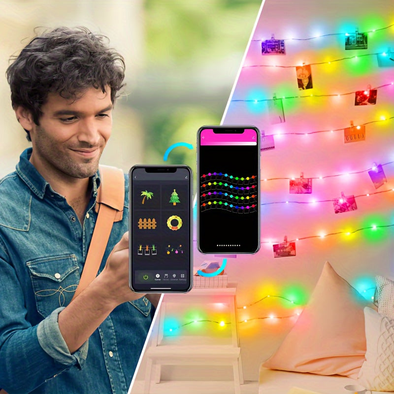 WHATOOK Bluetooth Controlled LED Light String 5M/20M 50-200LED Smart Fairy Light String for Home Christmas Decoration
