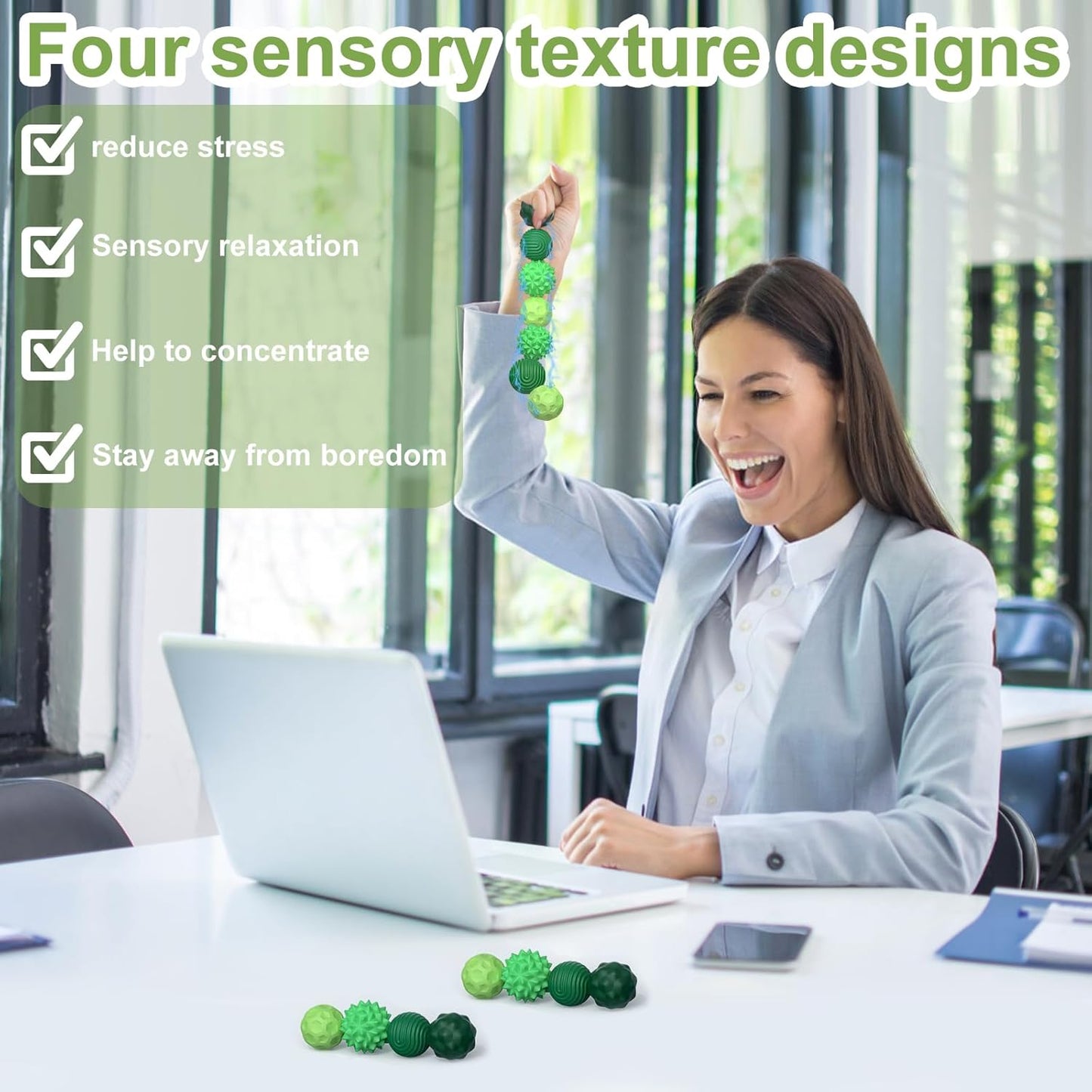 Teblint Magnetic Balls Fidget Toys, 8 Pcs Stress Relief Sensory Toys for Adults and Teens, Peace of Hands and Anxiety Mind, Attracting Stress Ball with Silicone Shell (Green Series)