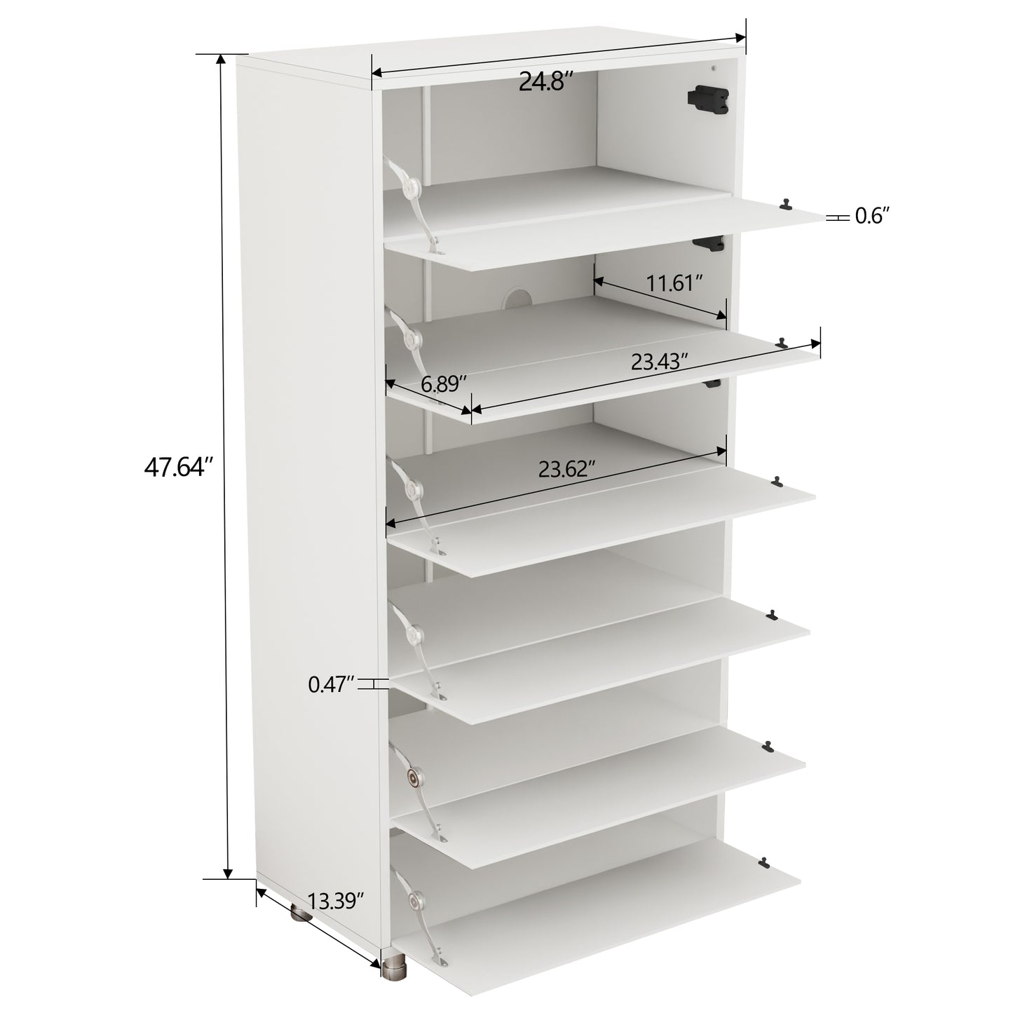 Mirror Shoe Cabinet With 6 Flip Drawers, Mirror Shoe Rack Organizer Store 25 Pair Shoes, Mirror Shoe Storage With 4 Metal Legs, Wood Shoe Storage Organizer for Hallway Bedroom Living Room, White